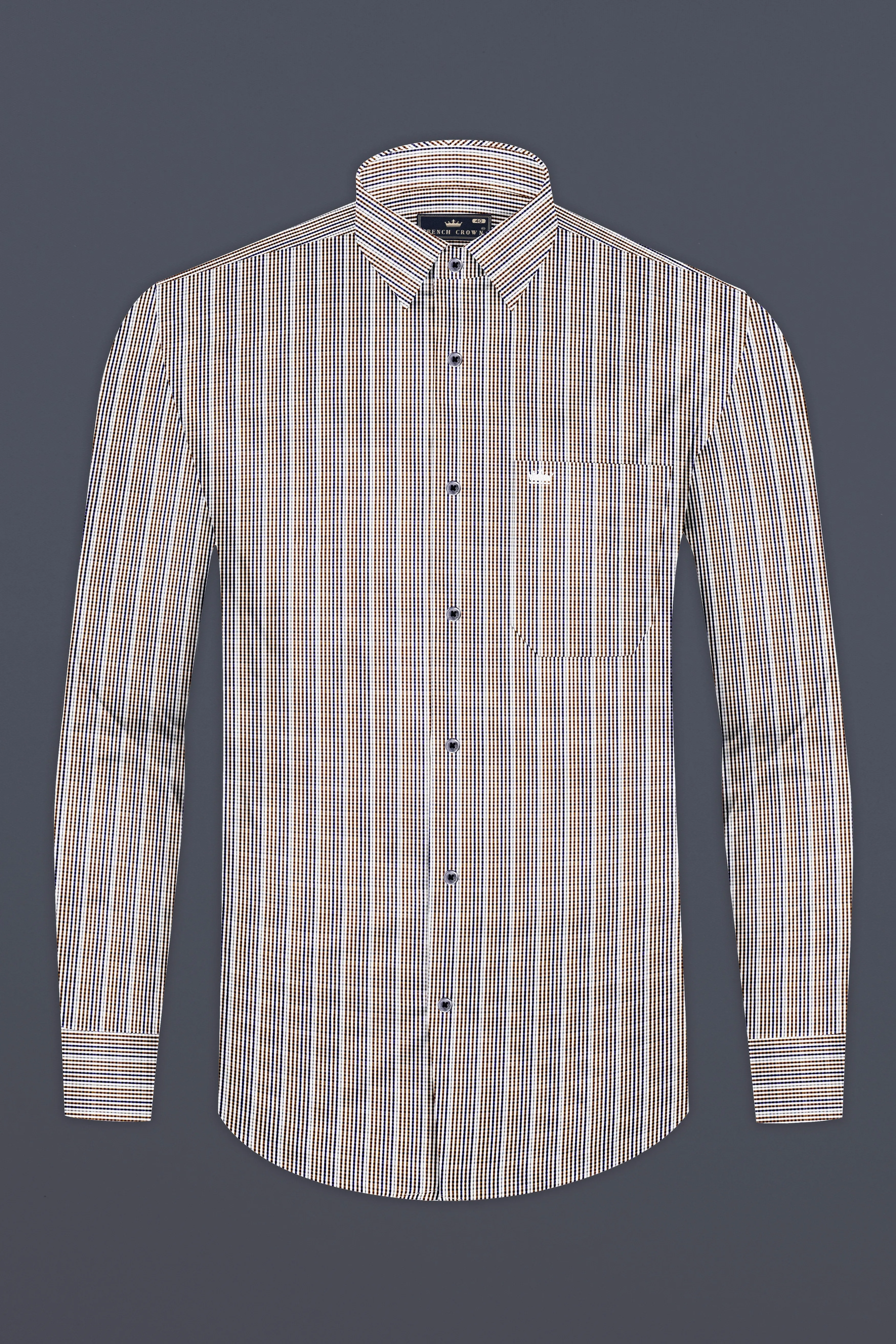 Taupe Brown And Twilight Purple Printed Premium Giza Cotton Shirt sold by French Crown product image thumbnail 4