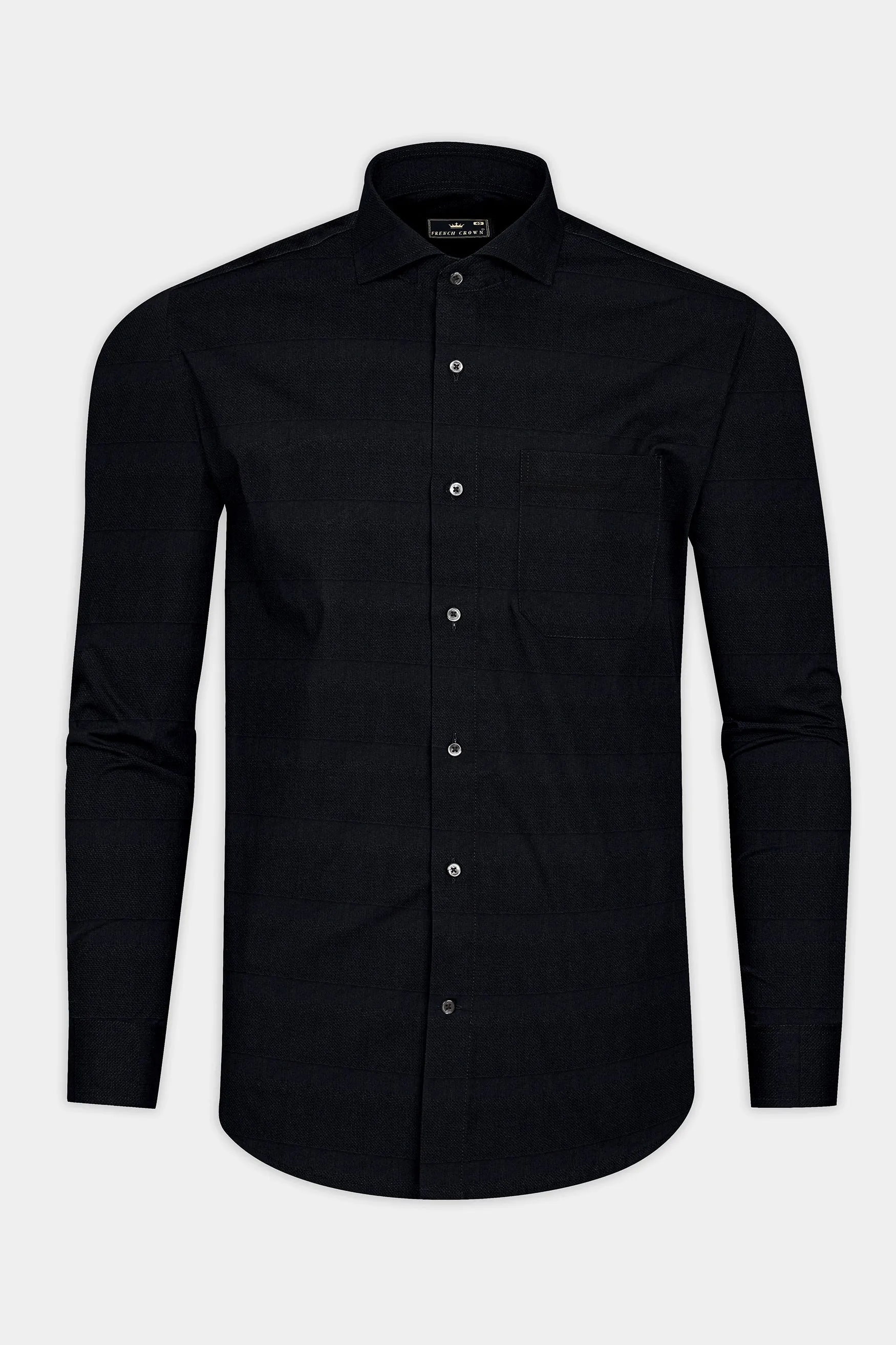 Jade Black Dobby Textured Premium Giza Cotton Shirt sold by French Crown product image thumbnail 4