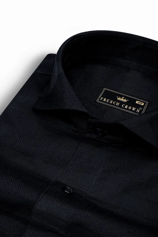 Jade Black Dobby Textured Premium Giza Cotton Shirt sold by French Crown