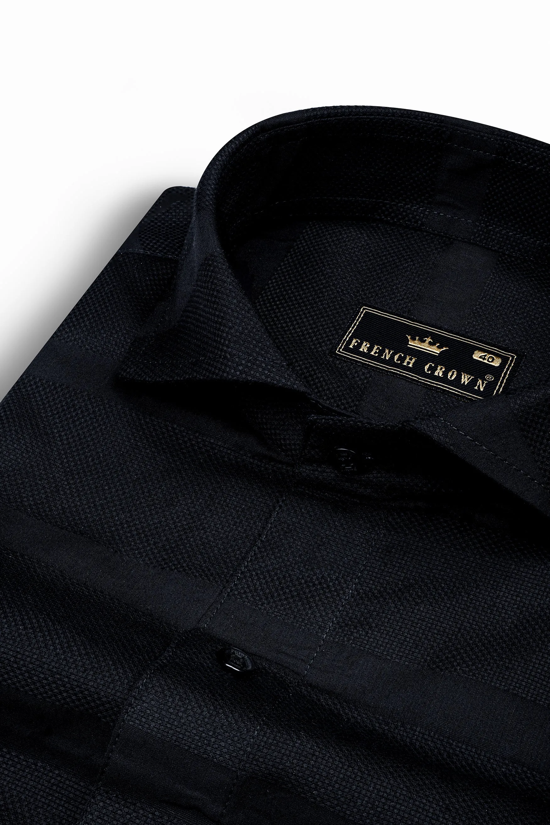 Jade Black Dobby Textured Premium Giza Cotton Shirt sold by French Crown