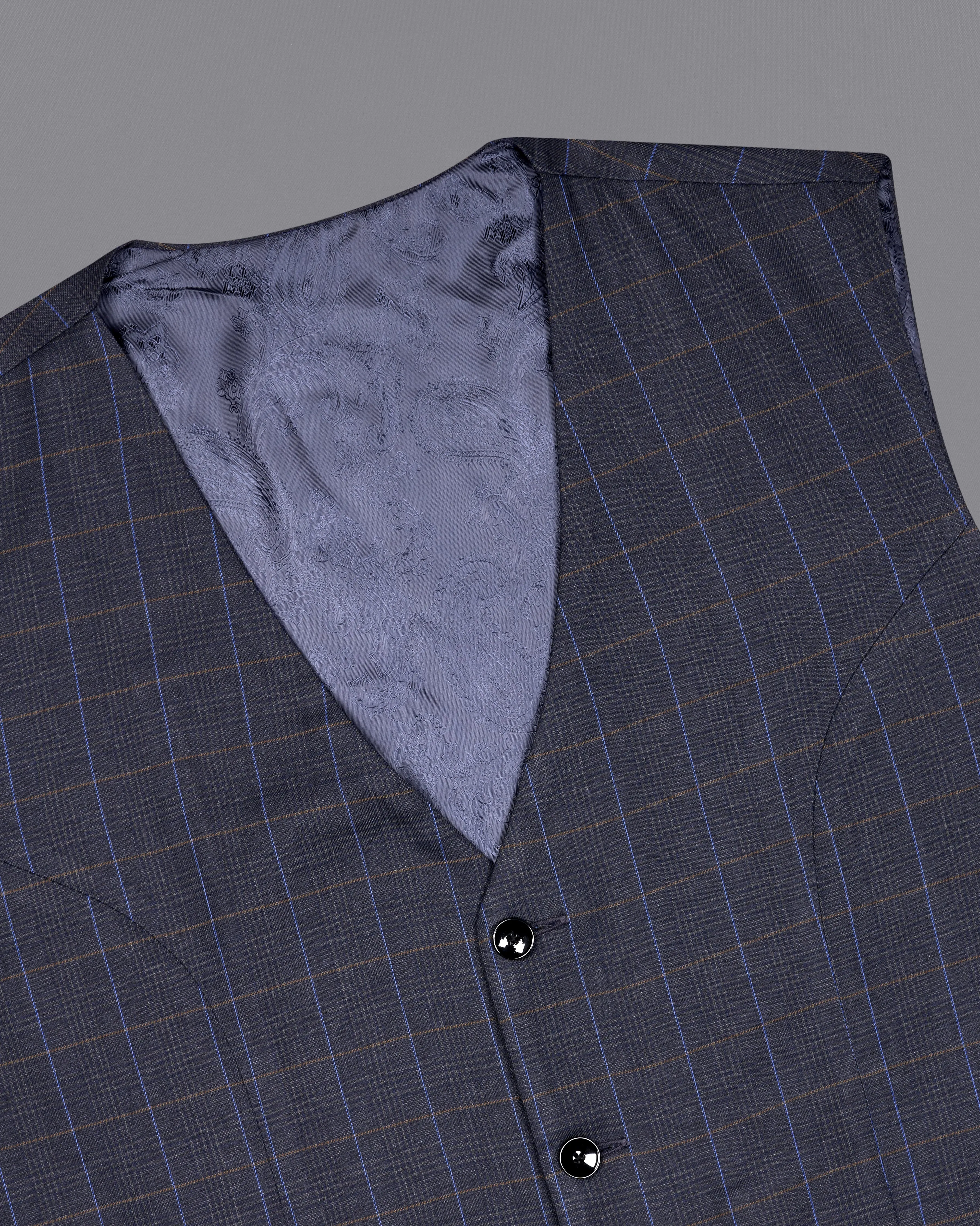 Iridium Gray Windowpane Waistcoat sold by French Crown product image thumbnail 4