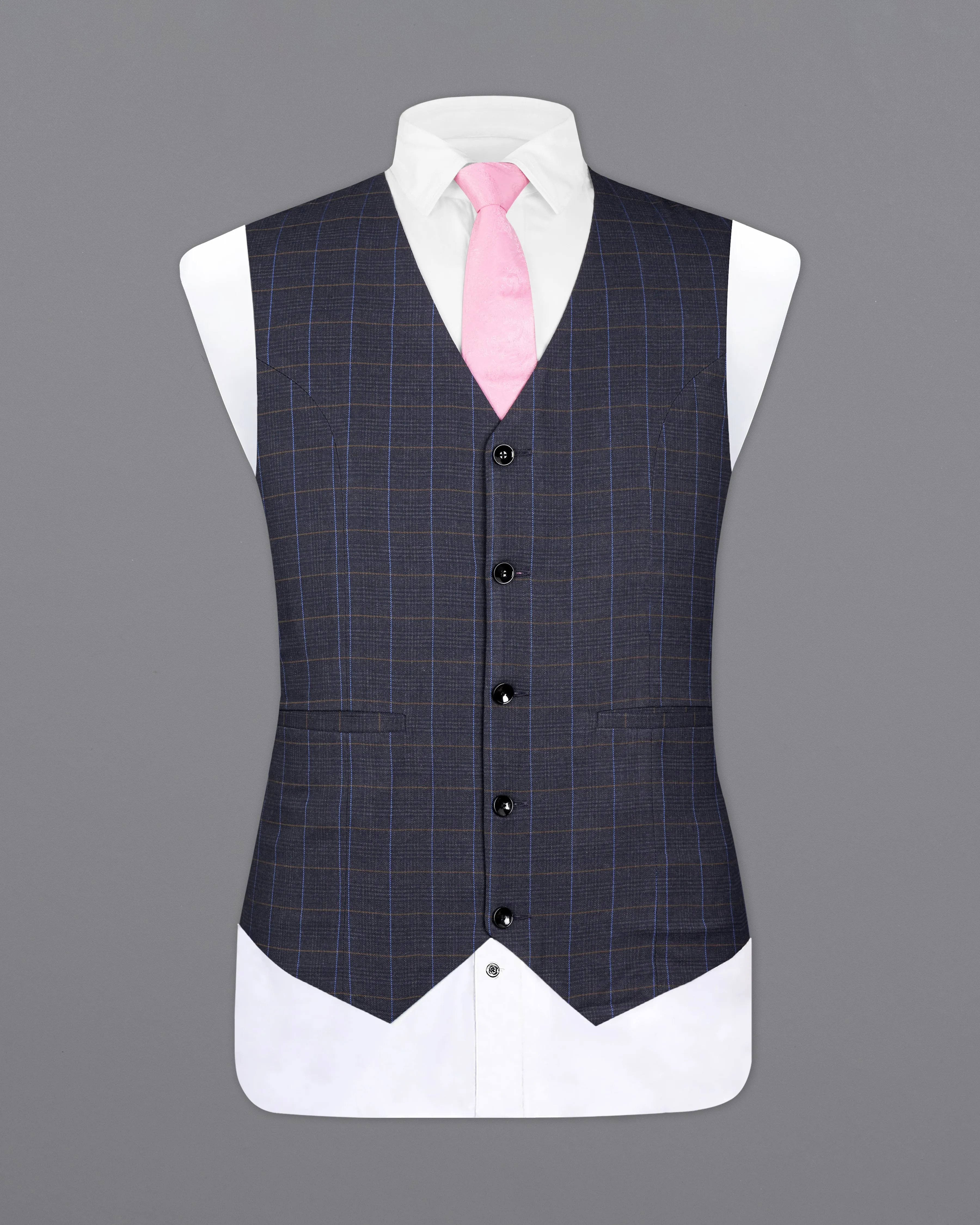 Iridium Gray Windowpane Waistcoat sold by French Crown product image thumbnail 2
