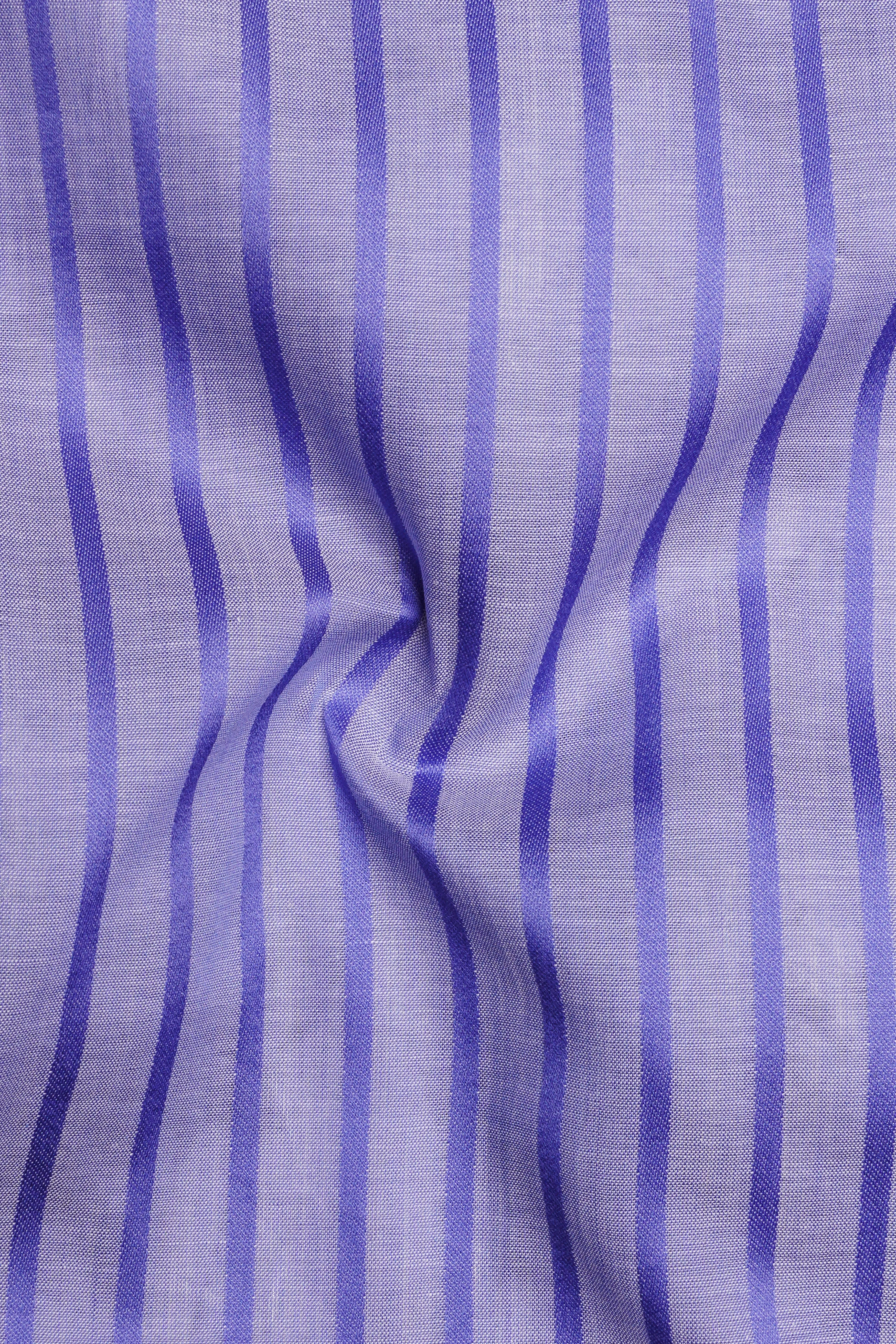 Strivra-Wisteria Purple Striped Dobby Textured Super Soft Premium Cotton Semi Formal Shirt sold by French Crown product image thumbnail 3