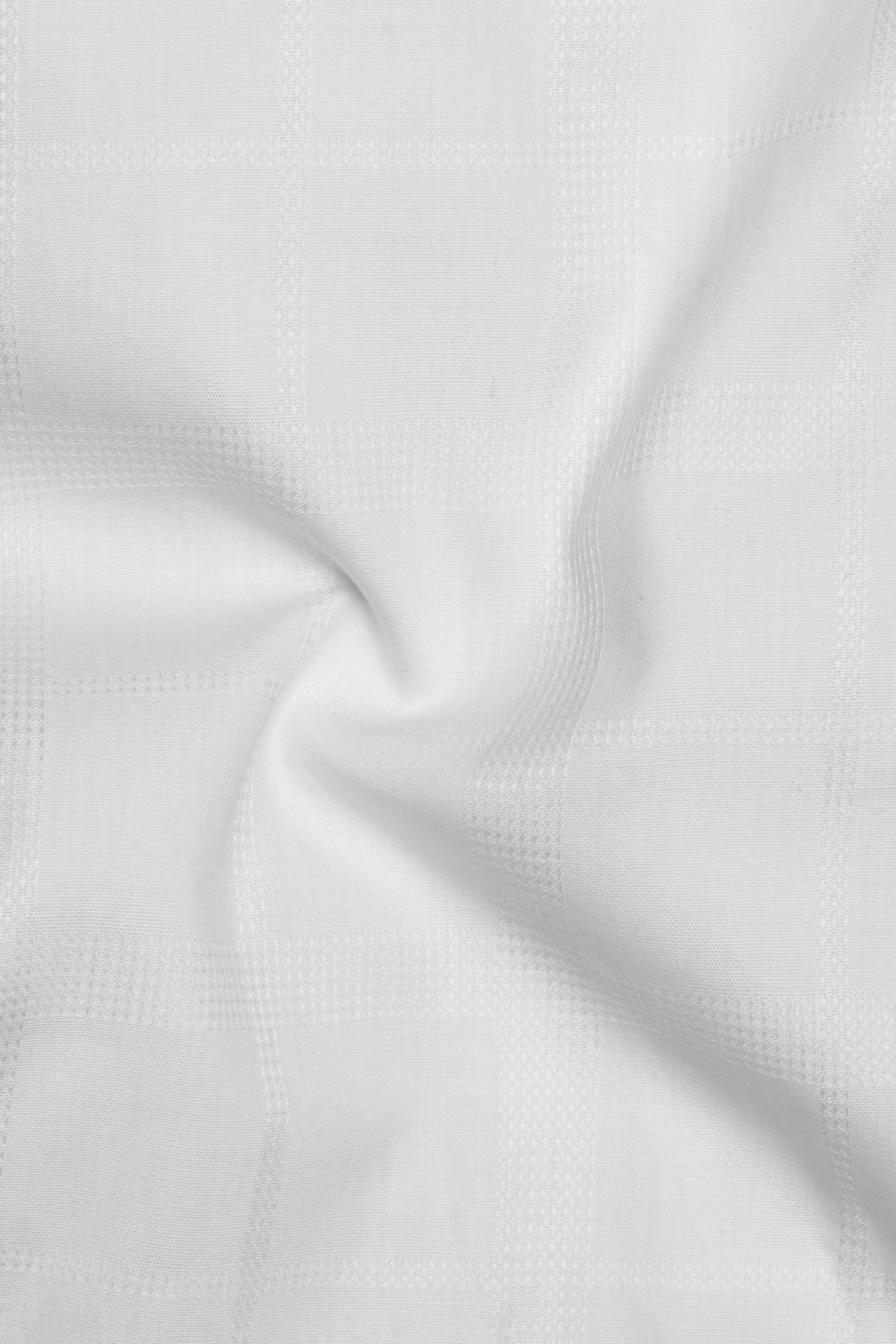 Ivovira-Bright White Dobby Textured Premium Giza Cotton Semi Formal Mandarin Shirt sold by French Crown product image thumbnail 3