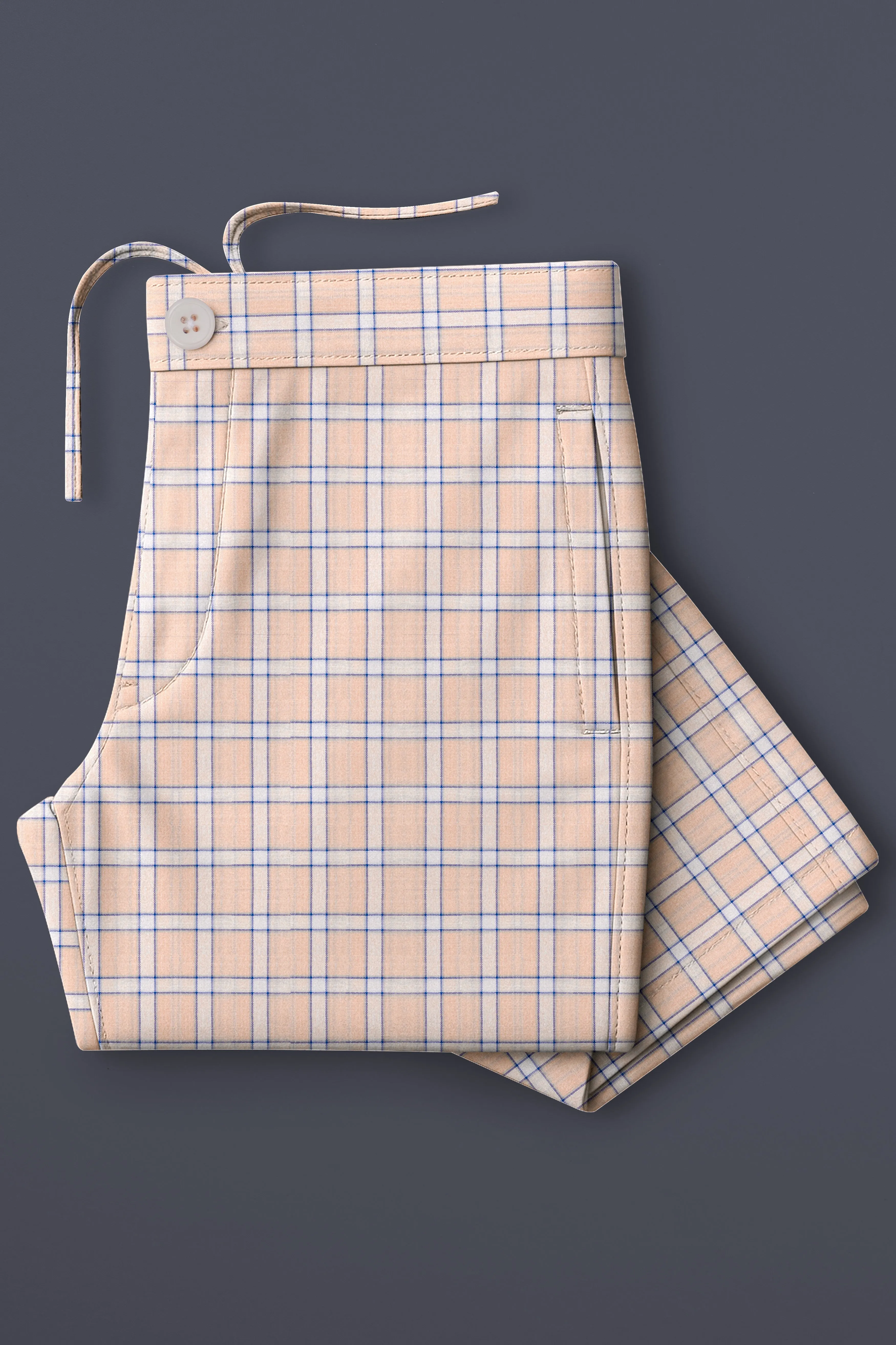 Plaivora-Pavlova Peach Plaid Luxurious Linen Lounge Pant sold by French Crown product image thumbnail 4