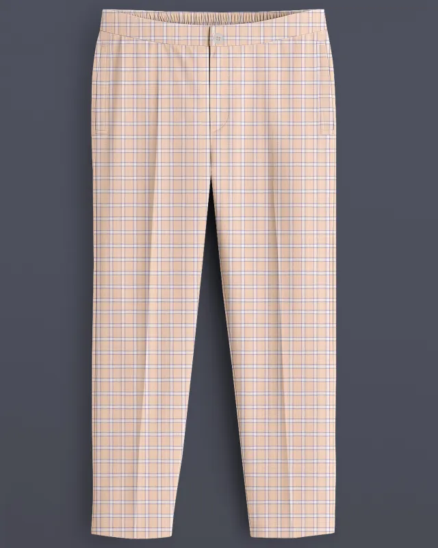 Plaivora-Pavlova Peach Plaid Luxurious Linen Lounge Pant sold by French Crown