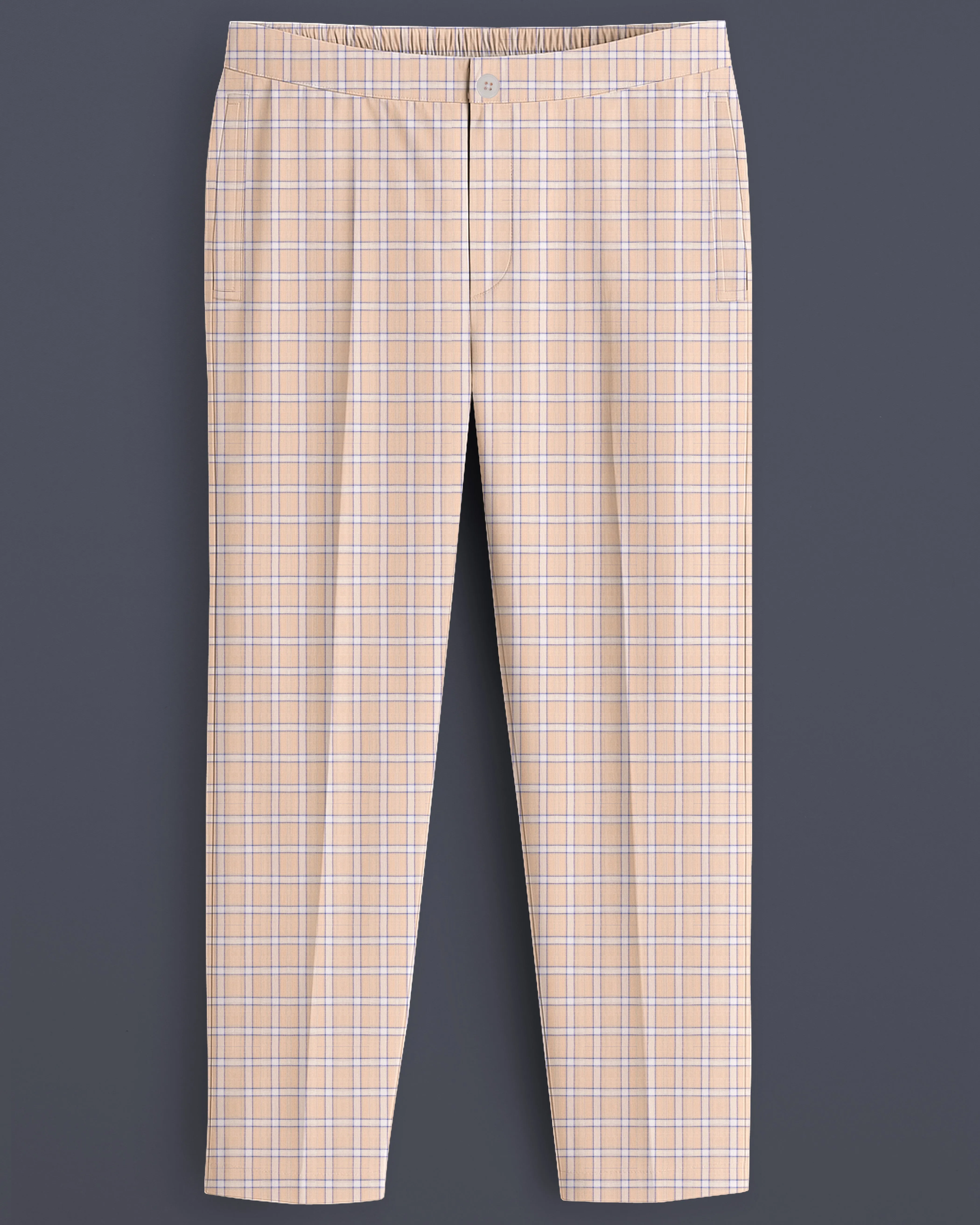 Plaivora-Pavlova Peach Plaid Luxurious Linen Lounge Pant sold by French Crown