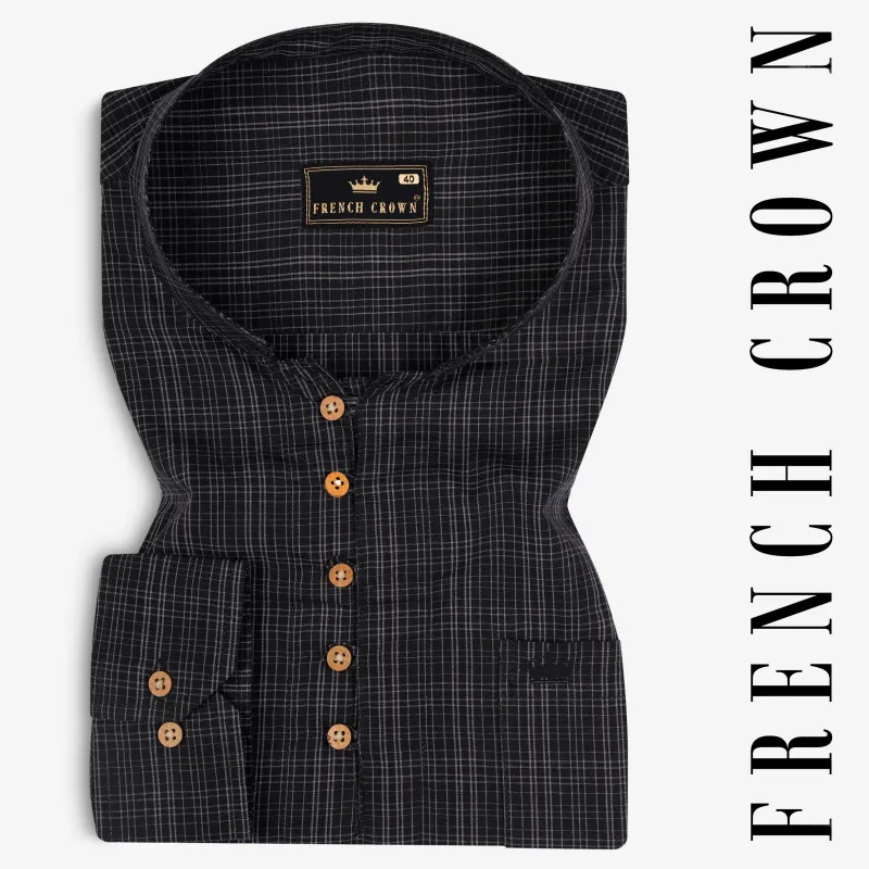 Jade Black Checkered Premium Cotton Kurta Shirt sold by French Crown