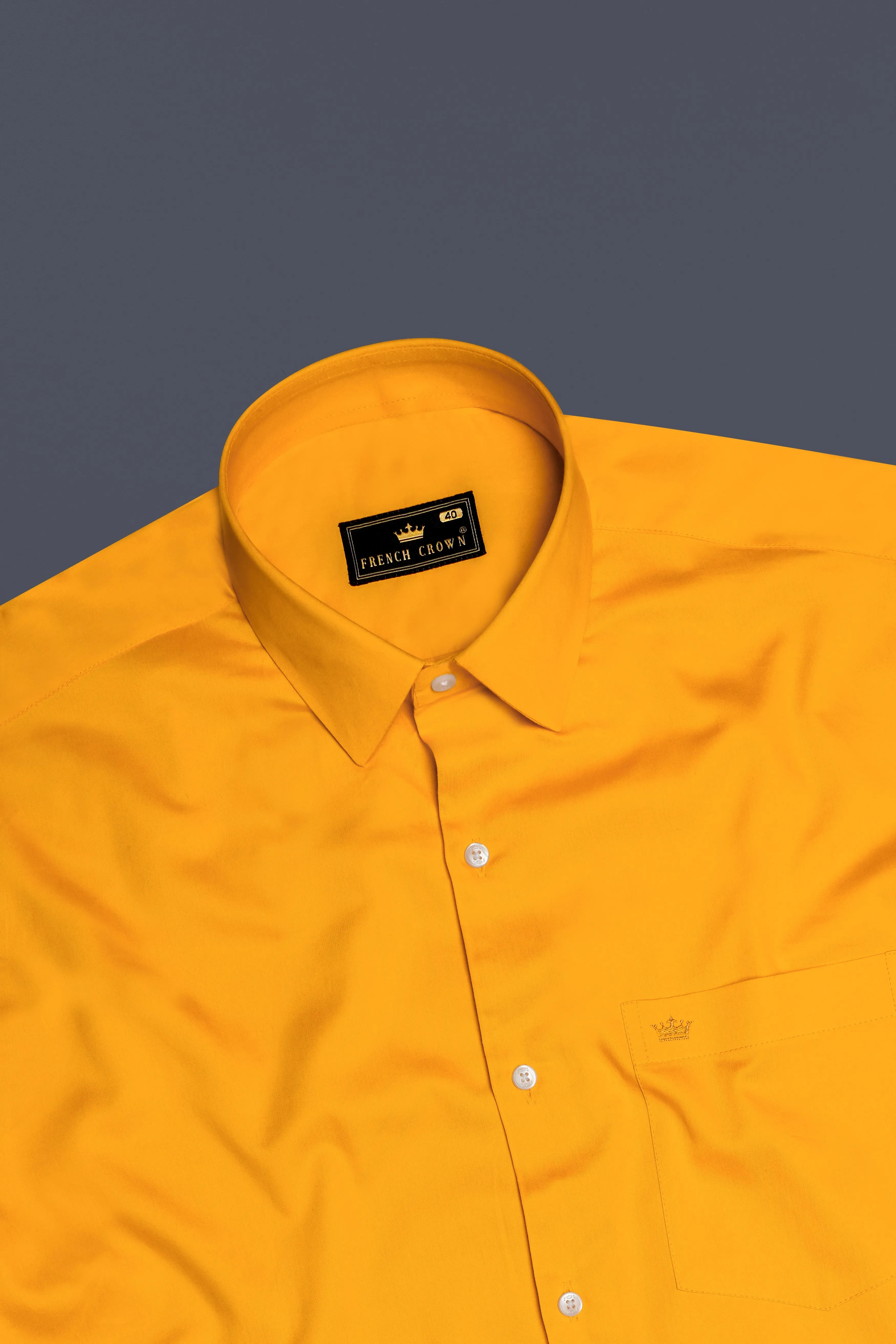 Zestine-Squash Orange Subtle Sheen Super Soft Premium Cotton Dress Shirt sold by French Crown product image thumbnail 5