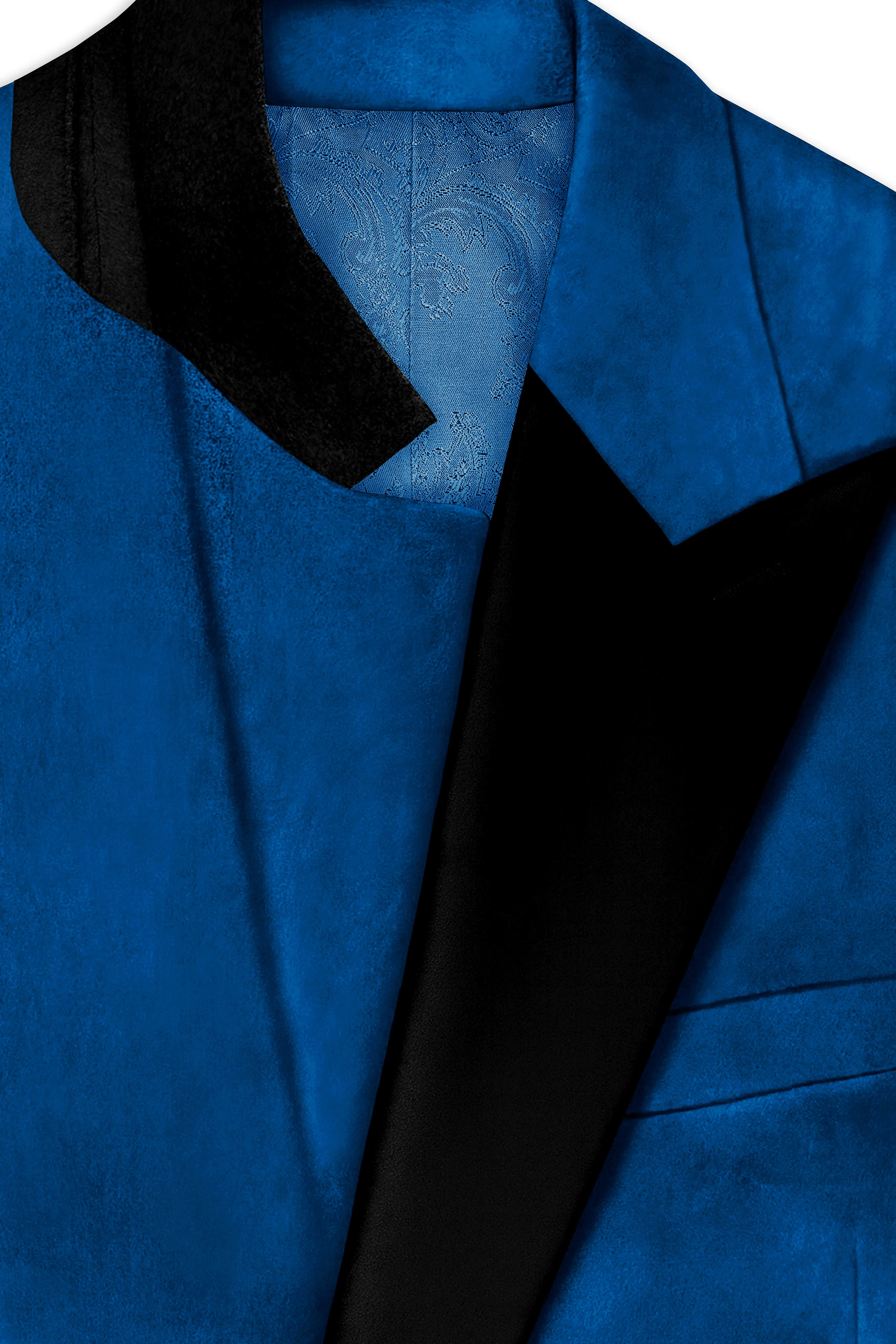 Velcrest-Prussian Blue Velvet Peak Lapel Tuxedo Blazer sold by French Crown product image thumbnail 4