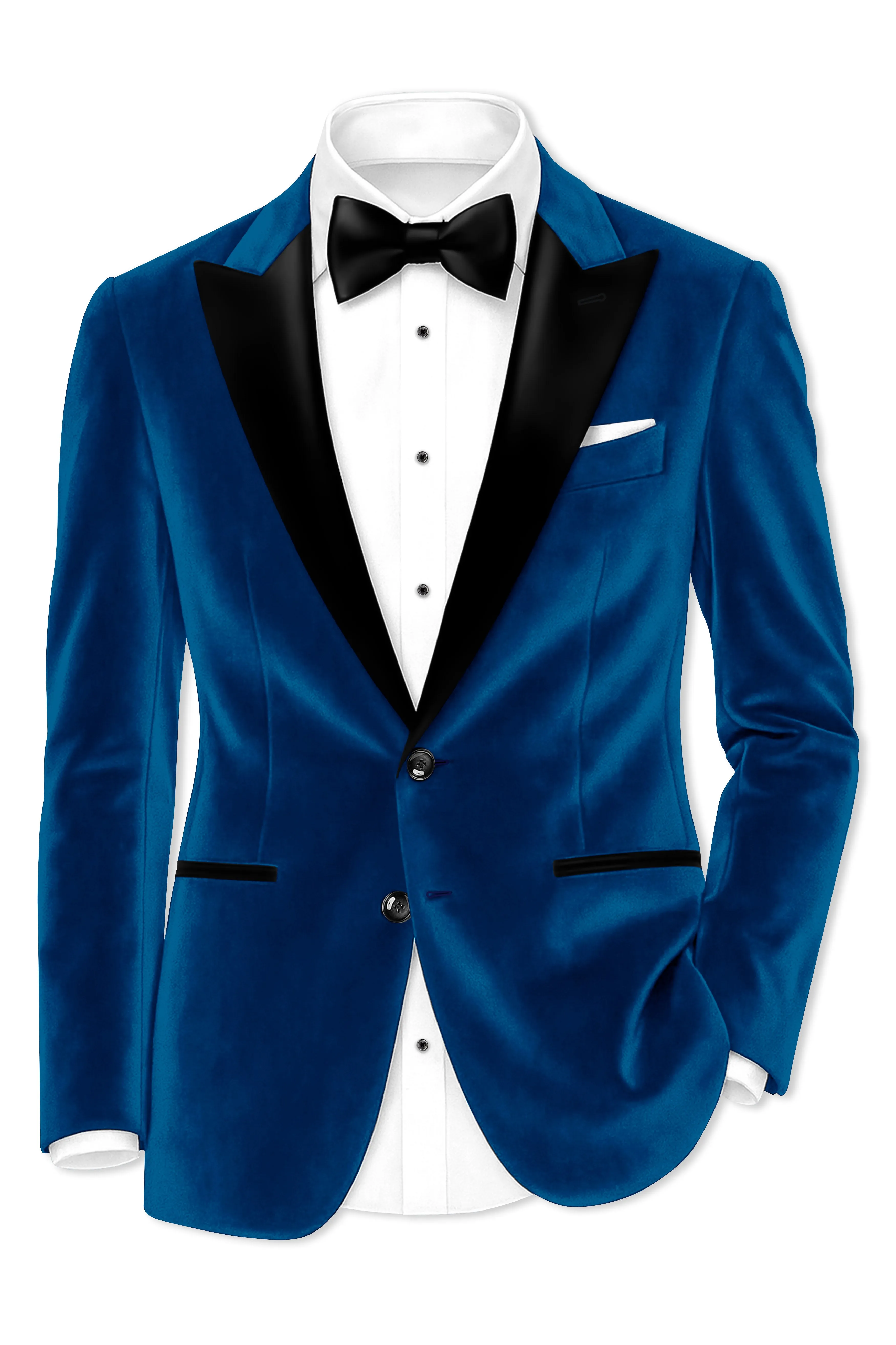 Velcrest-Prussian Blue Velvet Peak Lapel Tuxedo Blazer sold by French Crown product image thumbnail 2