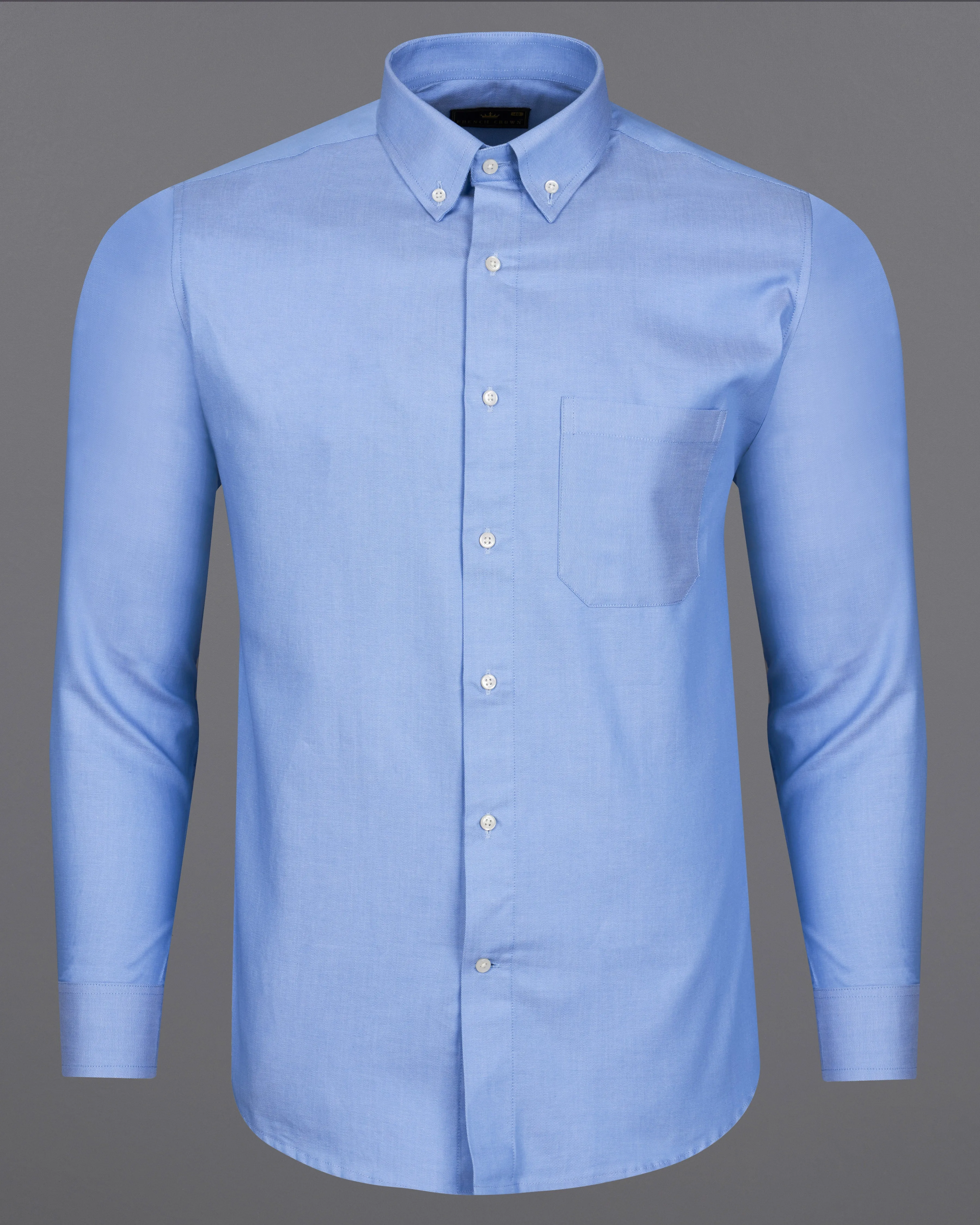 Glacier Blue Dobby Textured Premium Giza Cotton Shirt sold by French Crown product image thumbnail 5