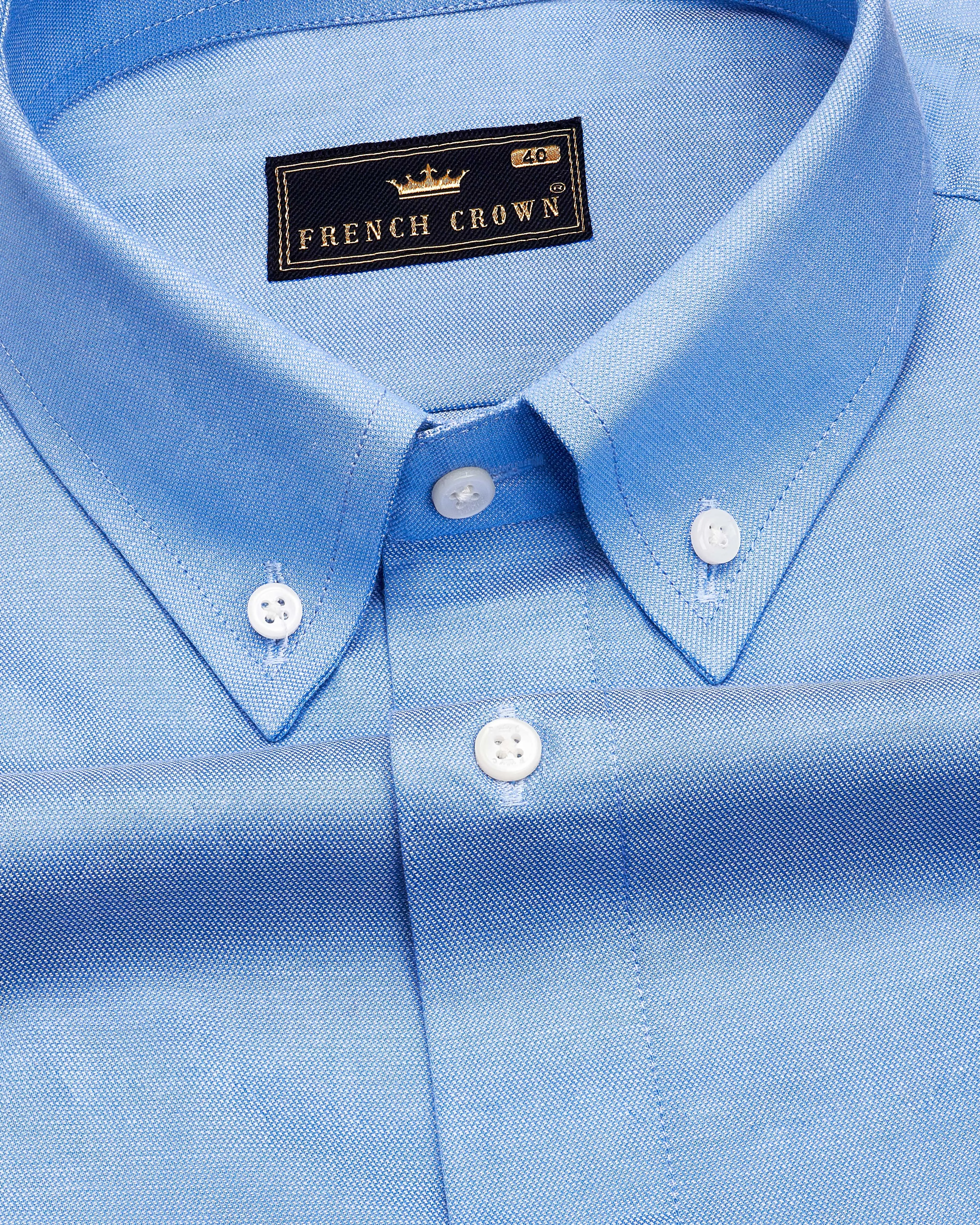 Glacier Blue Dobby Textured Premium Giza Cotton Shirt sold by French Crown