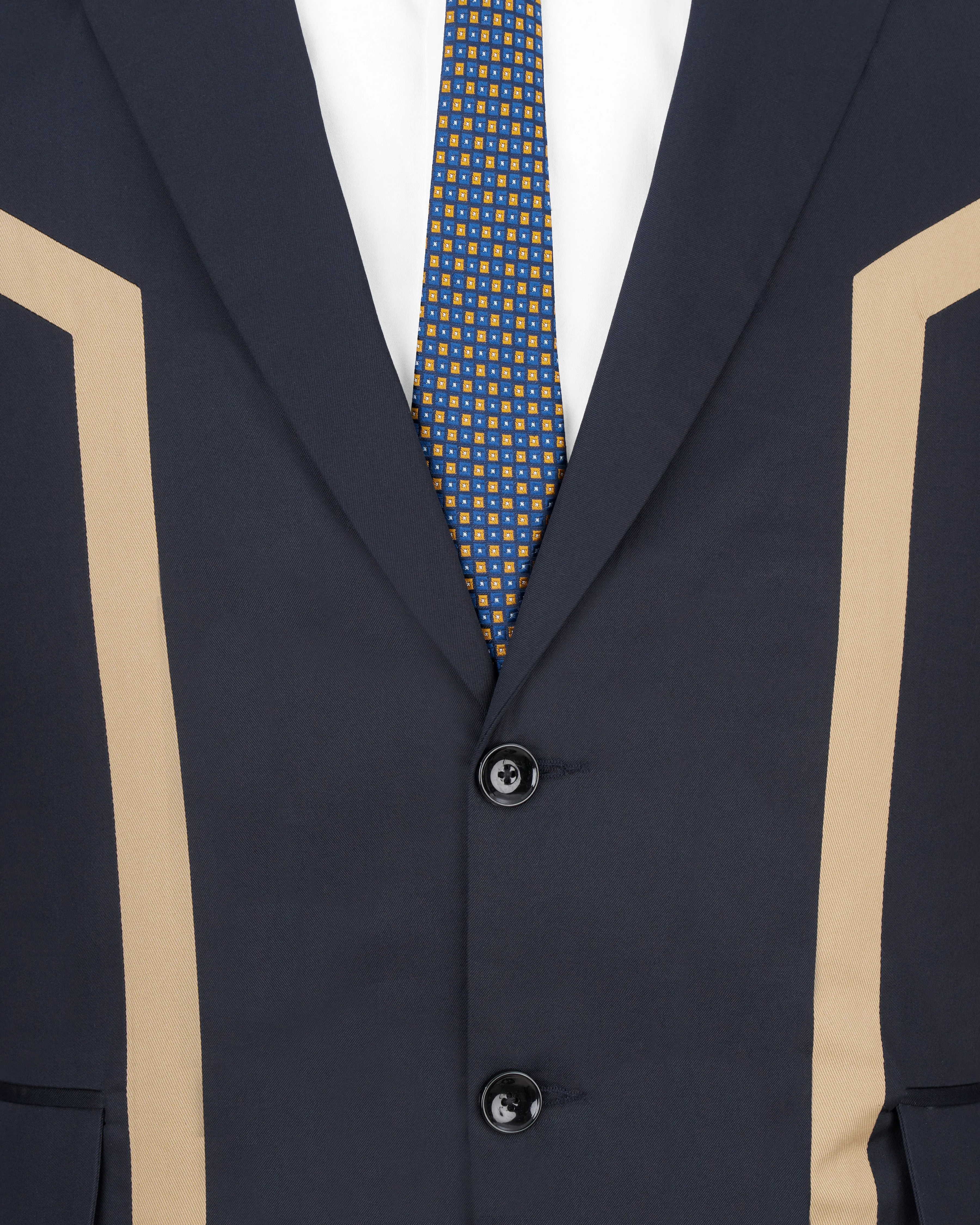 Thunder Blue with Brown Patch Work Premium Cotton Designer Suit sold by French Crown product image thumbnail 5