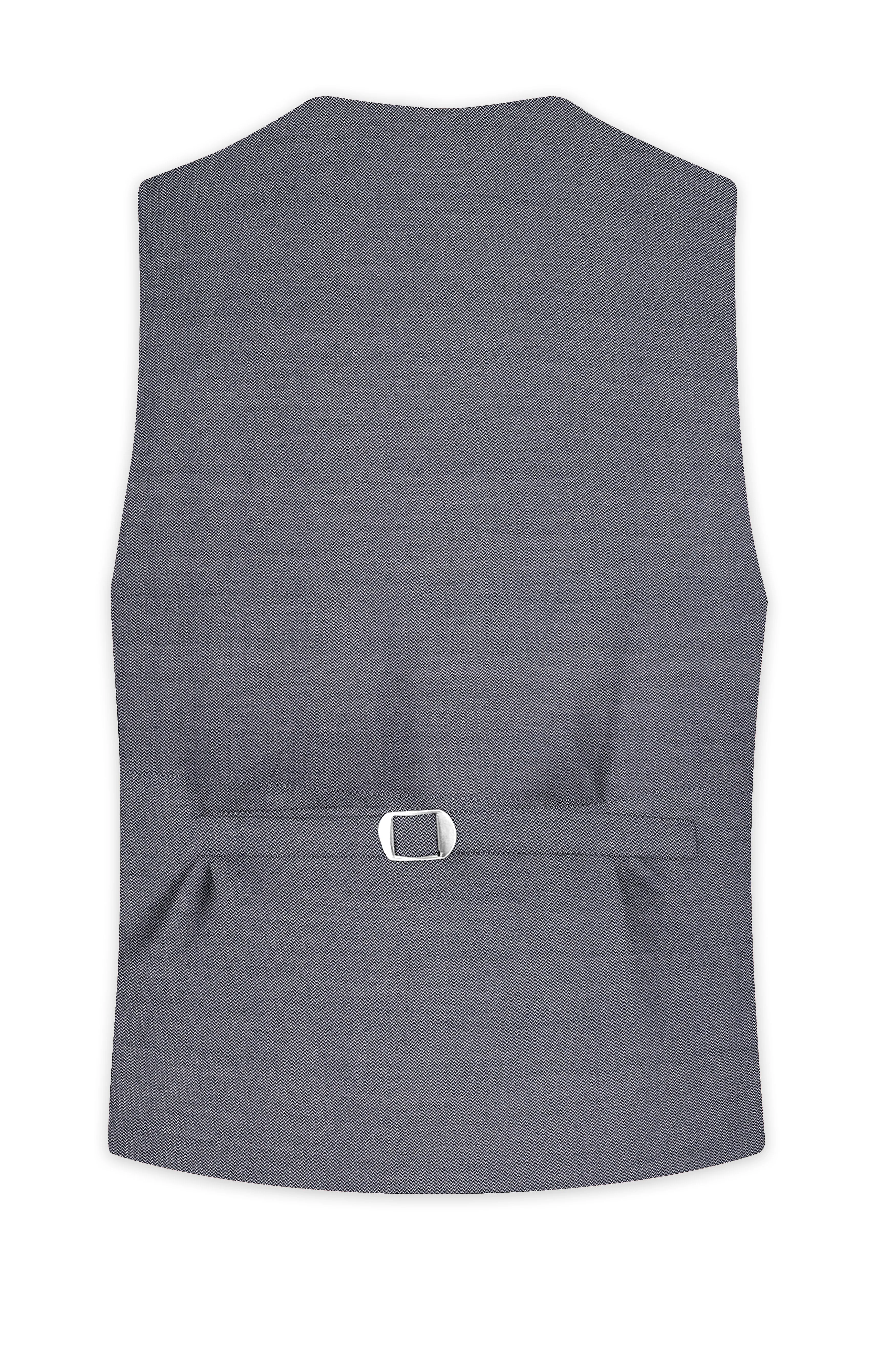 Herrivell-Martinique Blue Herringbone Textured Wool Rich Waistcoat sold by French Crown product image thumbnail 4