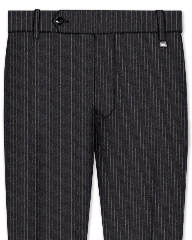 Jade Black Pinstriped Formal pant sold by French Crown