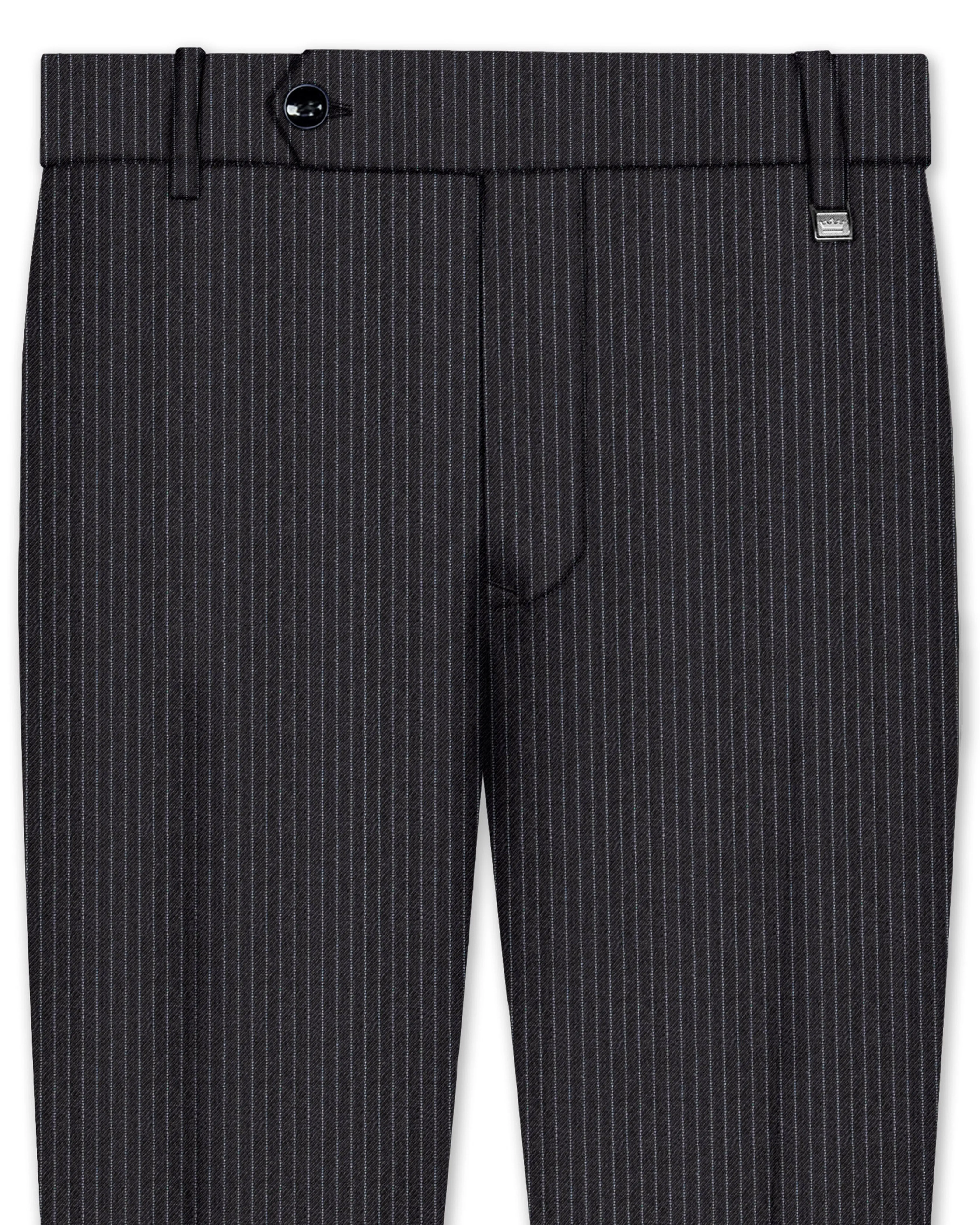 Jade Black Pinstriped Formal pant sold by French Crown