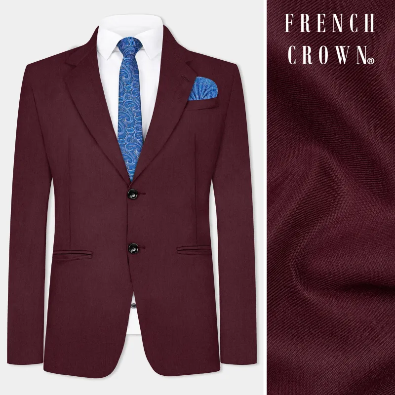 Tamarind Maroon Wool Blend Single Breasted Blazer sold by French Crown