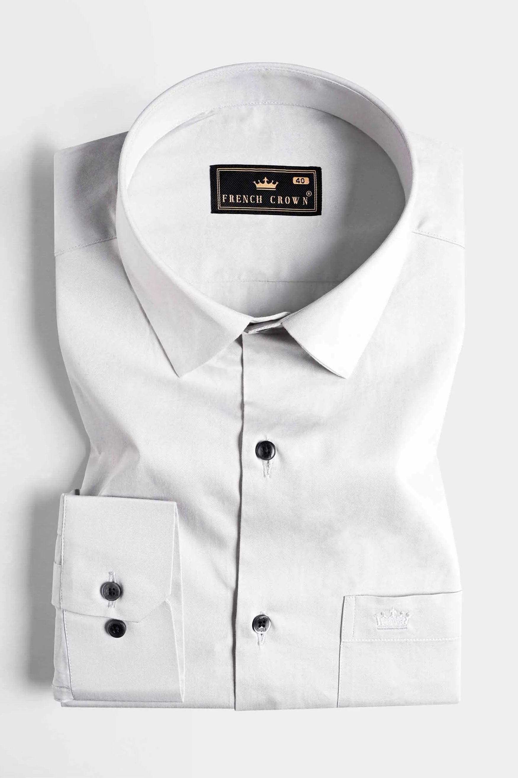 Gainsboro Gray Subtle Sheen Super Soft Premium Cotton Shirt sold by French Crown product image thumbnail 3