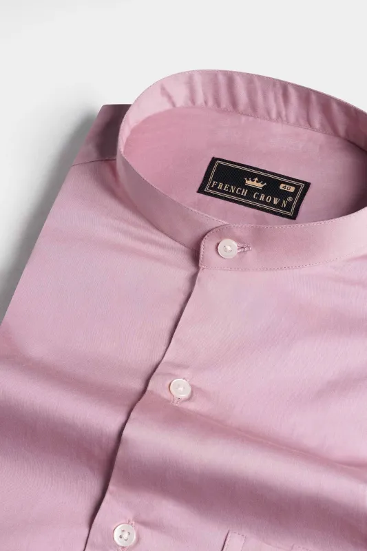 Wisteria Lavender Subtle Sheen Super Soft Premium Cotton Mandarin Shirt sold by French Crown