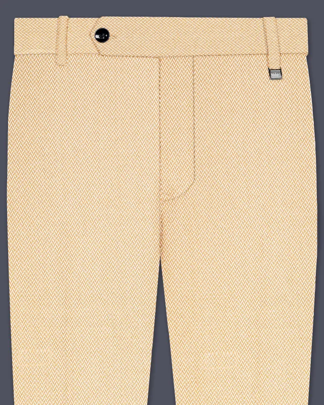 Zeyra-Maize Chevron Cream Textured Stretchable Waistband Pant sold by French Crown