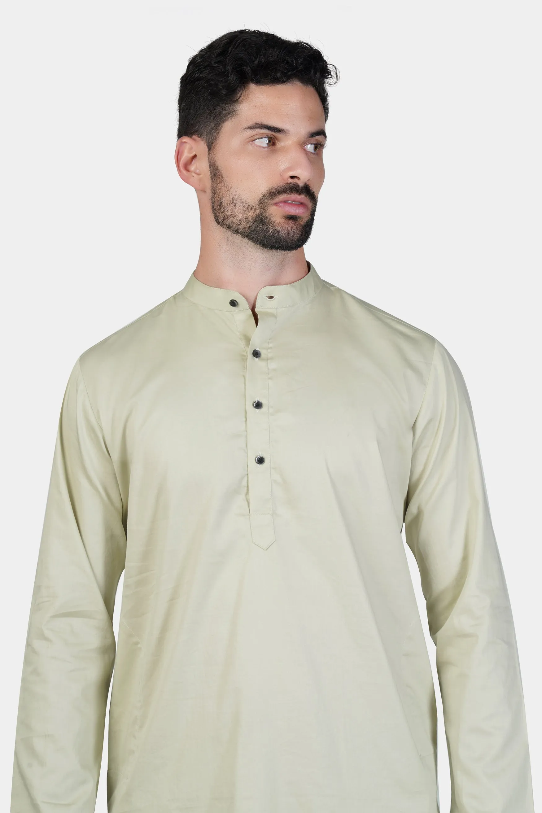Coriander Green Subtle Sheen Super Soft Premium Cotton Kurta sold by French Crown product image thumbnail 4