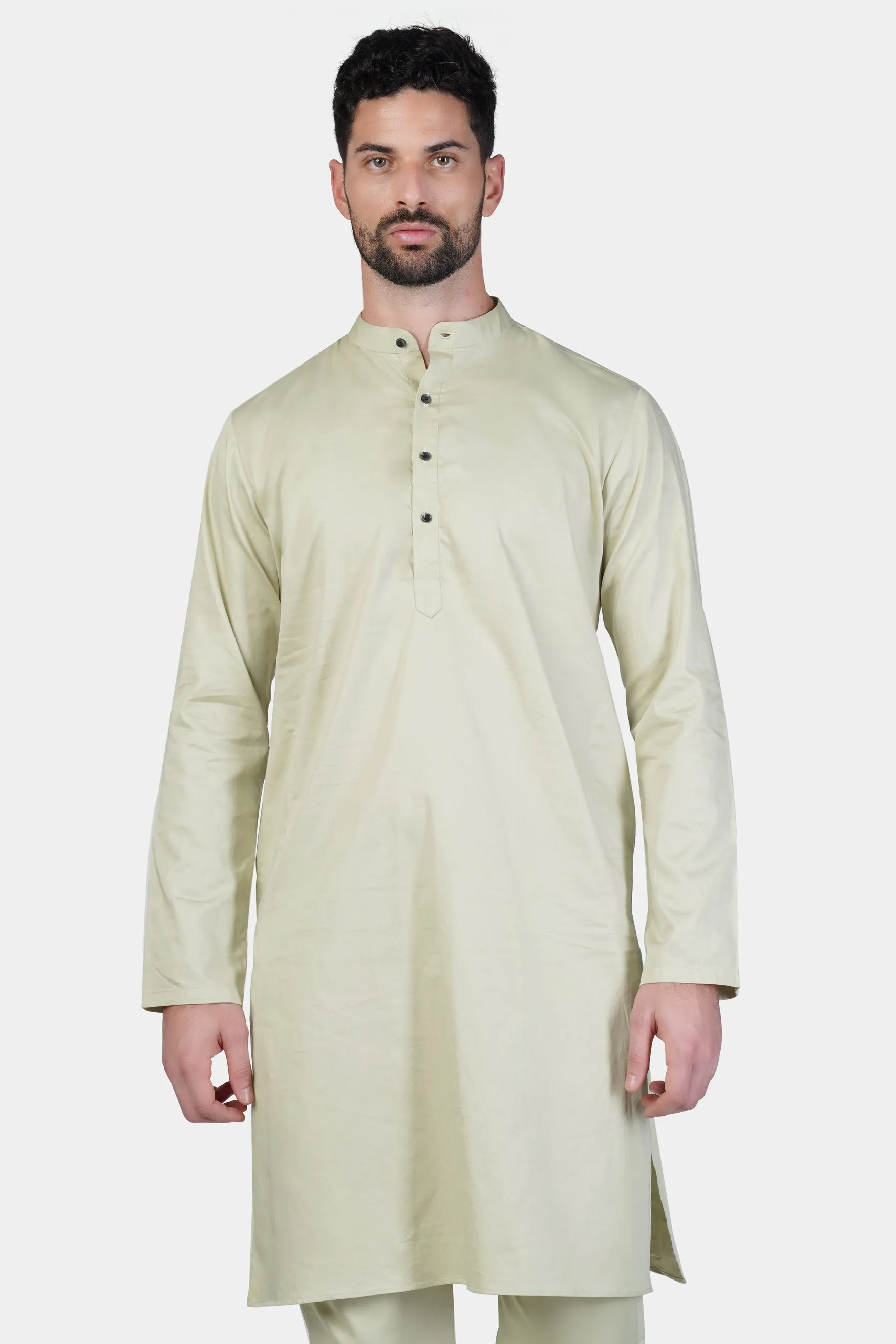 Coriander Green Subtle Sheen Super Soft Premium Cotton Kurta sold by French Crown product image thumbnail 5
