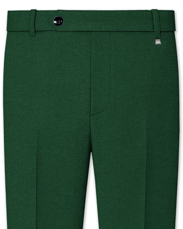 Glade-Basil Green Solid Wool Rich Stretchable traveler Pant sold by French Crown