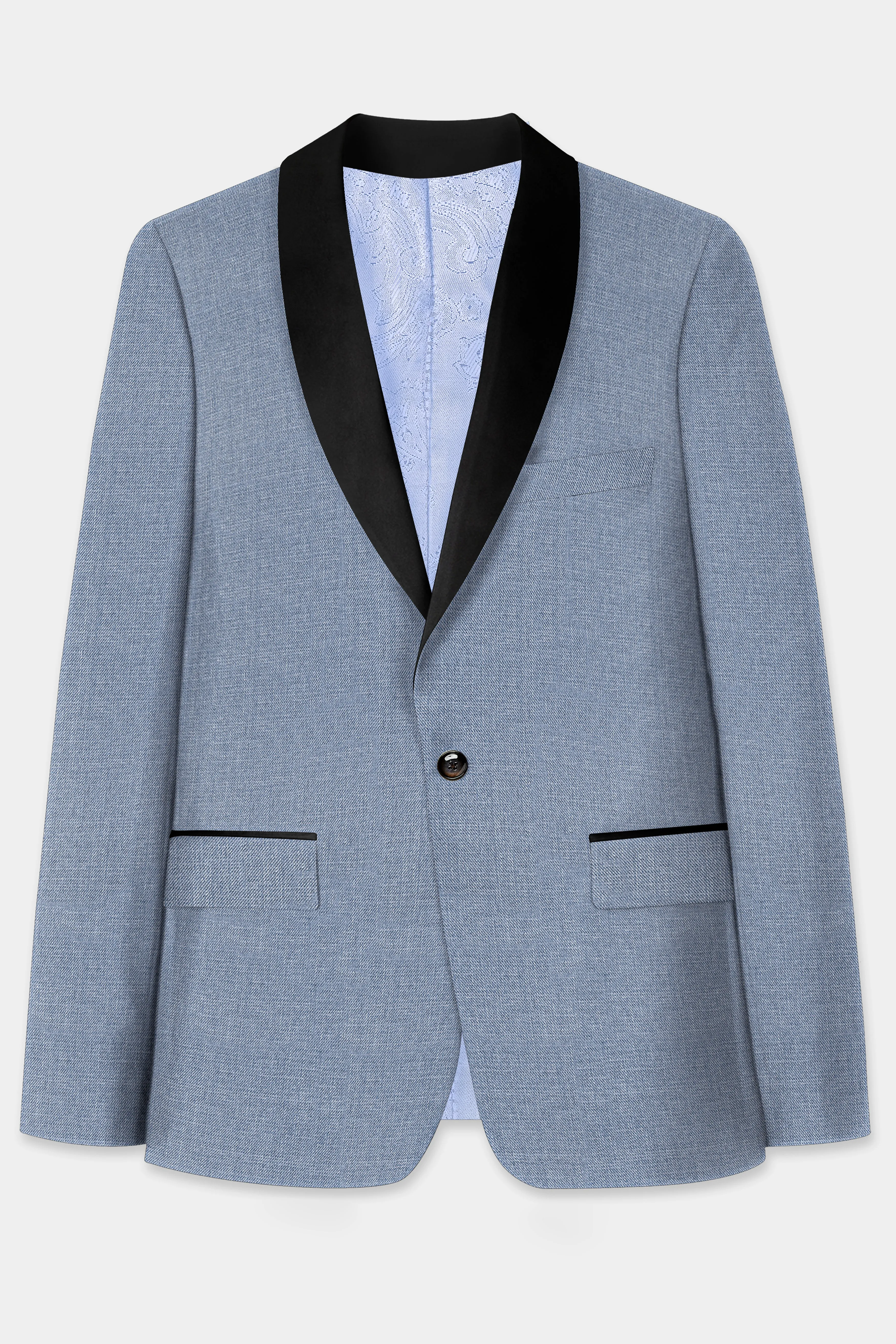 Bluish Wool Rich Tuxedo Blazer sold by French Crown product image thumbnail 2