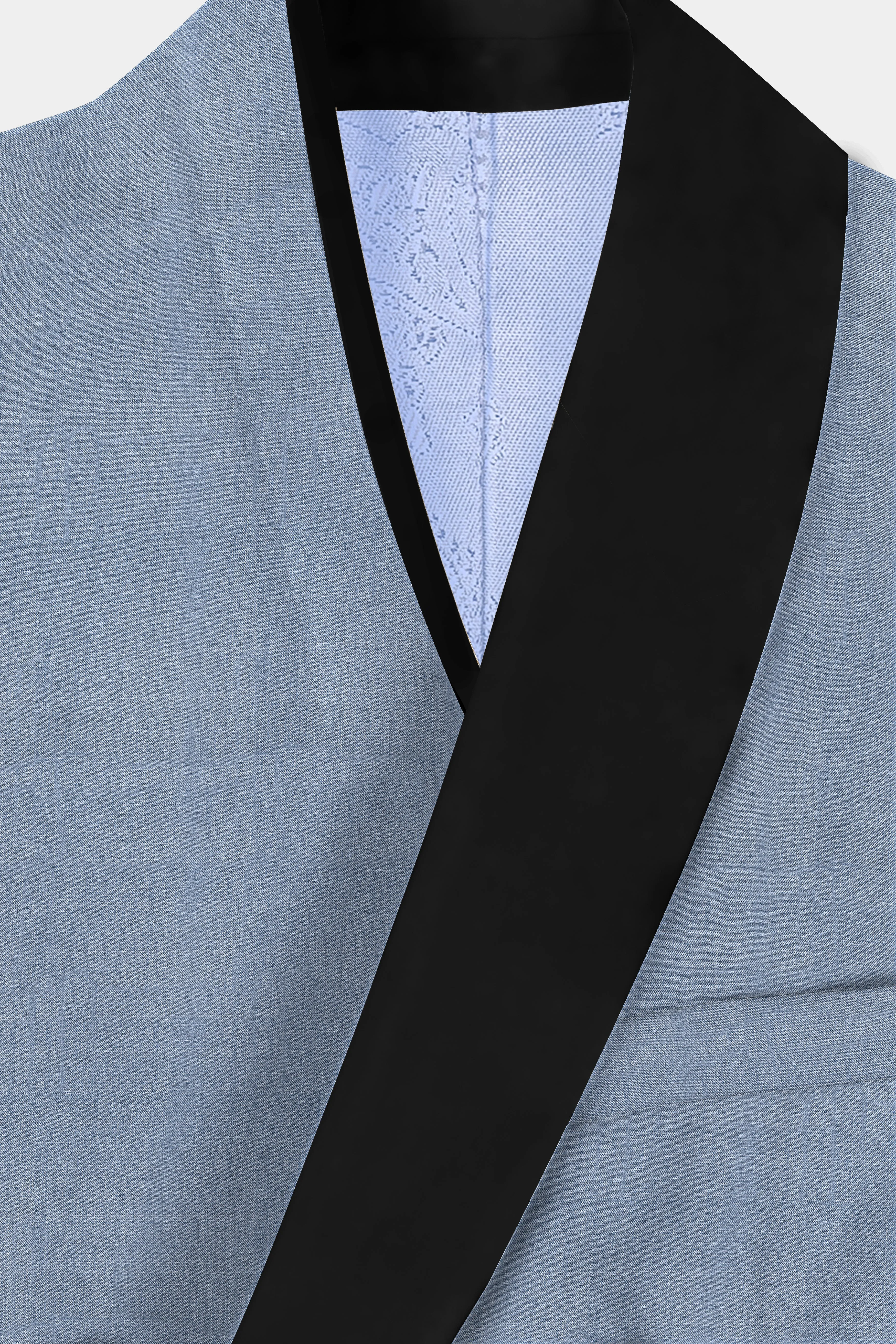 Bluish Wool Rich Tuxedo Blazer sold by French Crown product image thumbnail 4