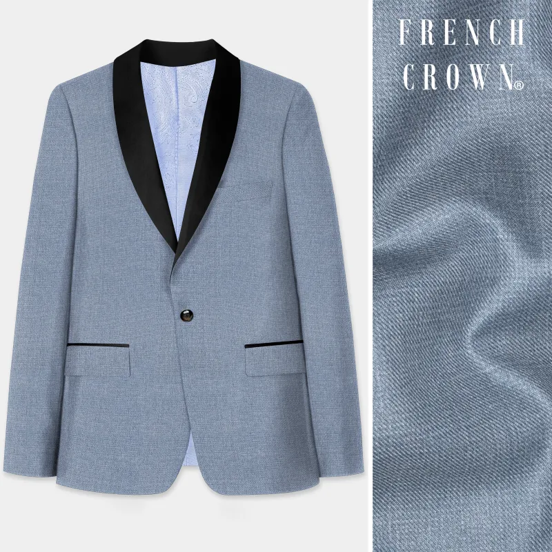 Bluish Wool Rich Tuxedo Blazer sold by French Crown