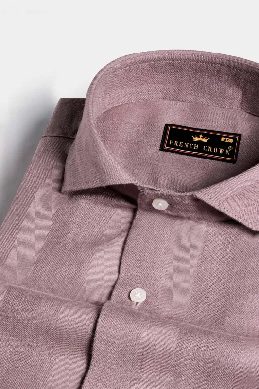 Oriental Lavender Thick Striped Dobby Textured Premium Giza Cotton Shirt sold by French Crown