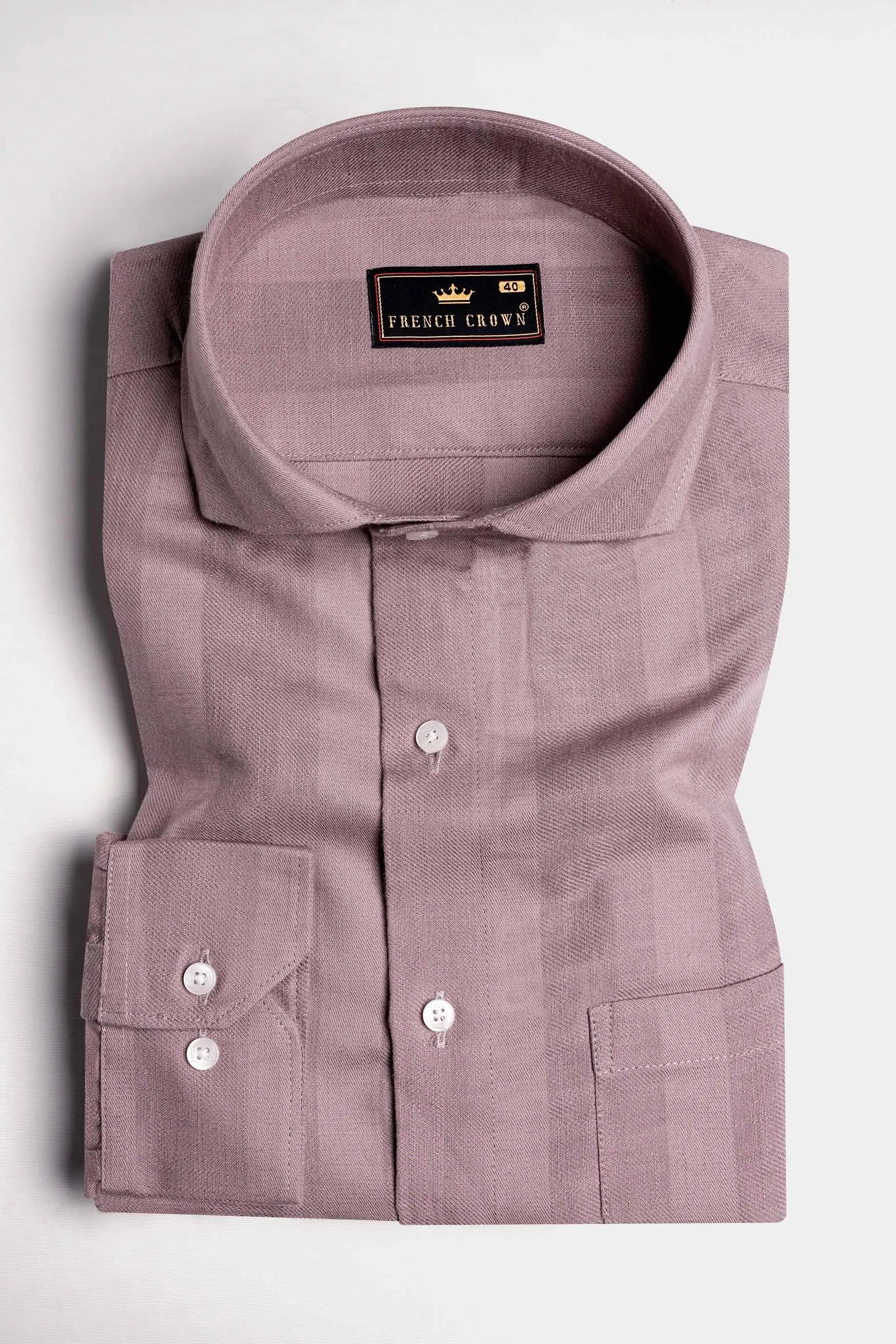 Oriental Lavender Thick Striped Dobby Textured Premium Giza Cotton Shirt sold by French Crown product image thumbnail 3