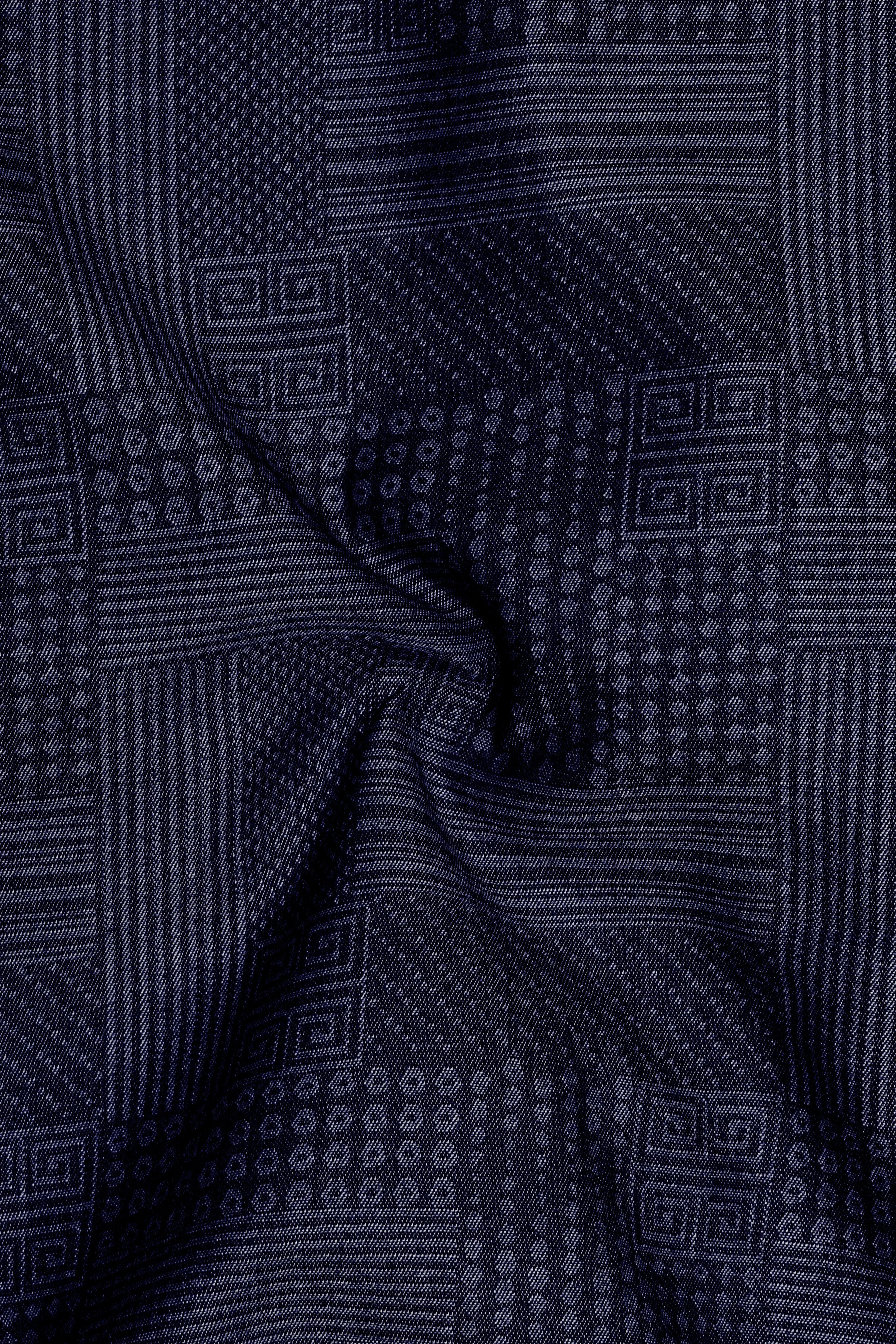 Denivell-Heritage Denim Blue Geometric Printed Super Soft Premium Cotton Casual Shirt sold by French Crown product image thumbnail 3