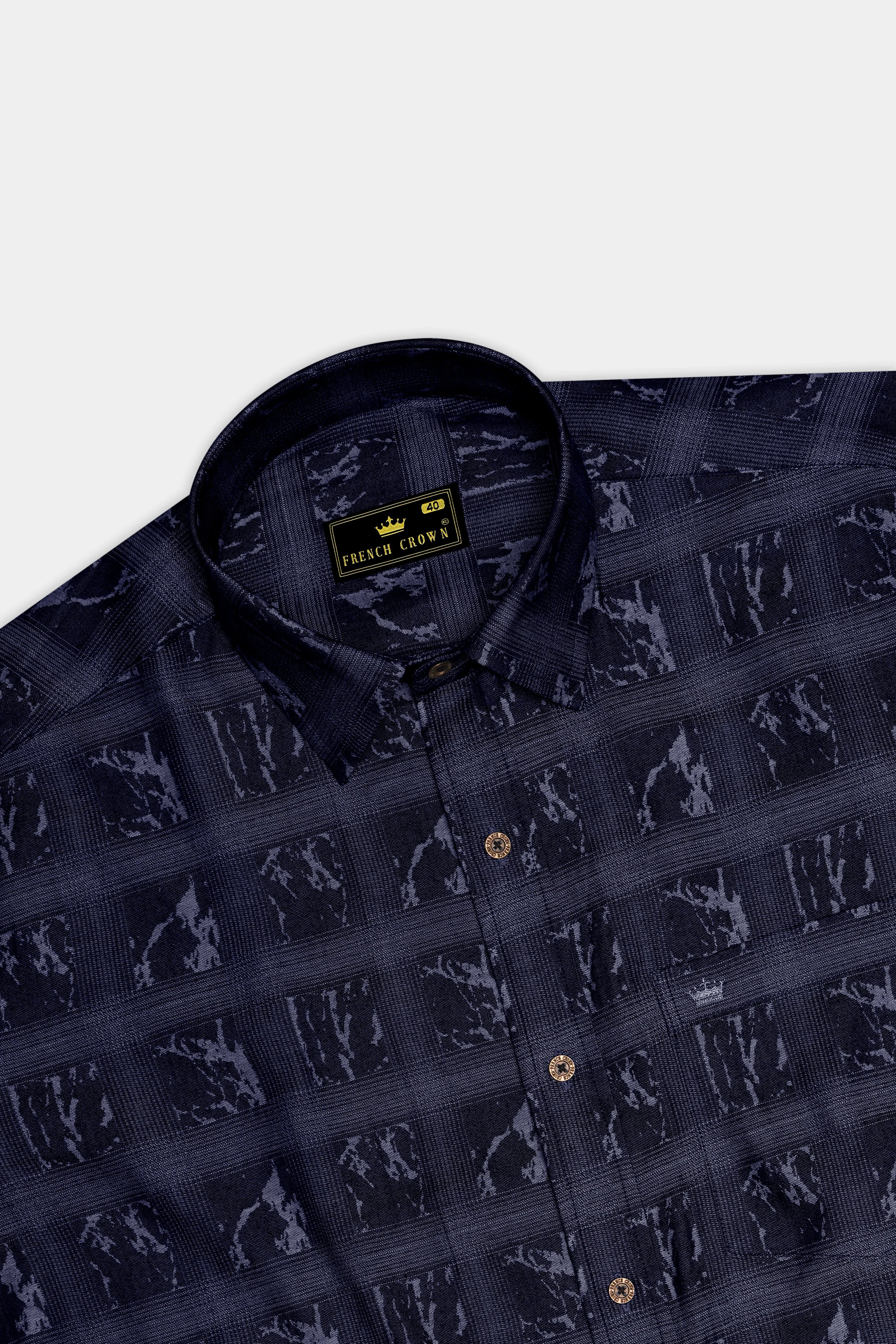 Noctimar-Ocean Noir Denim Blue Abstract Printed Super Soft Premium Cotton Casual Shirt sold by French Crown product image thumbnail 5