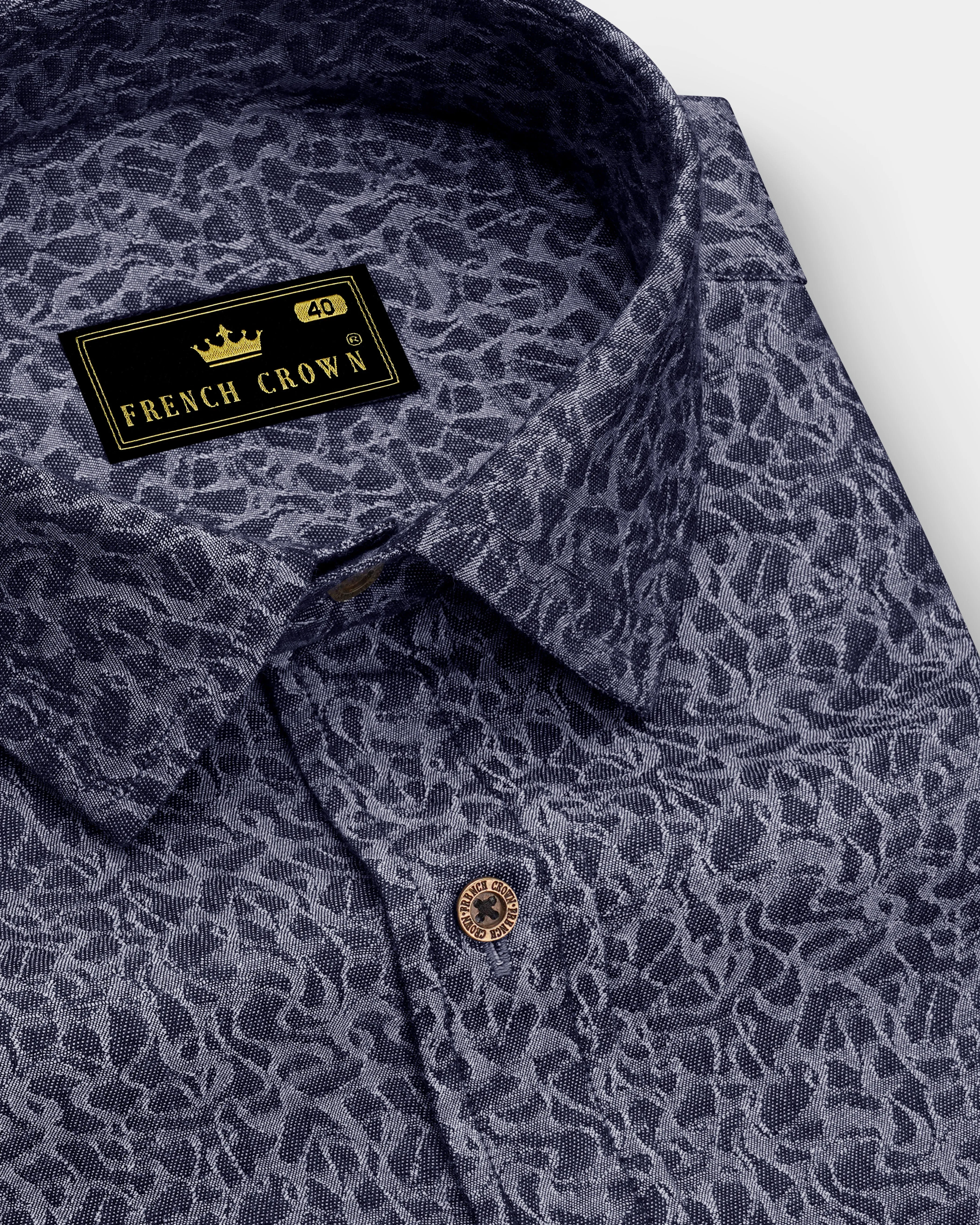 Camosyne-Phantom Denim Blue Abstract Camouflage Printed Super Soft Premium Cotton Casual Shirt sold by French Crown