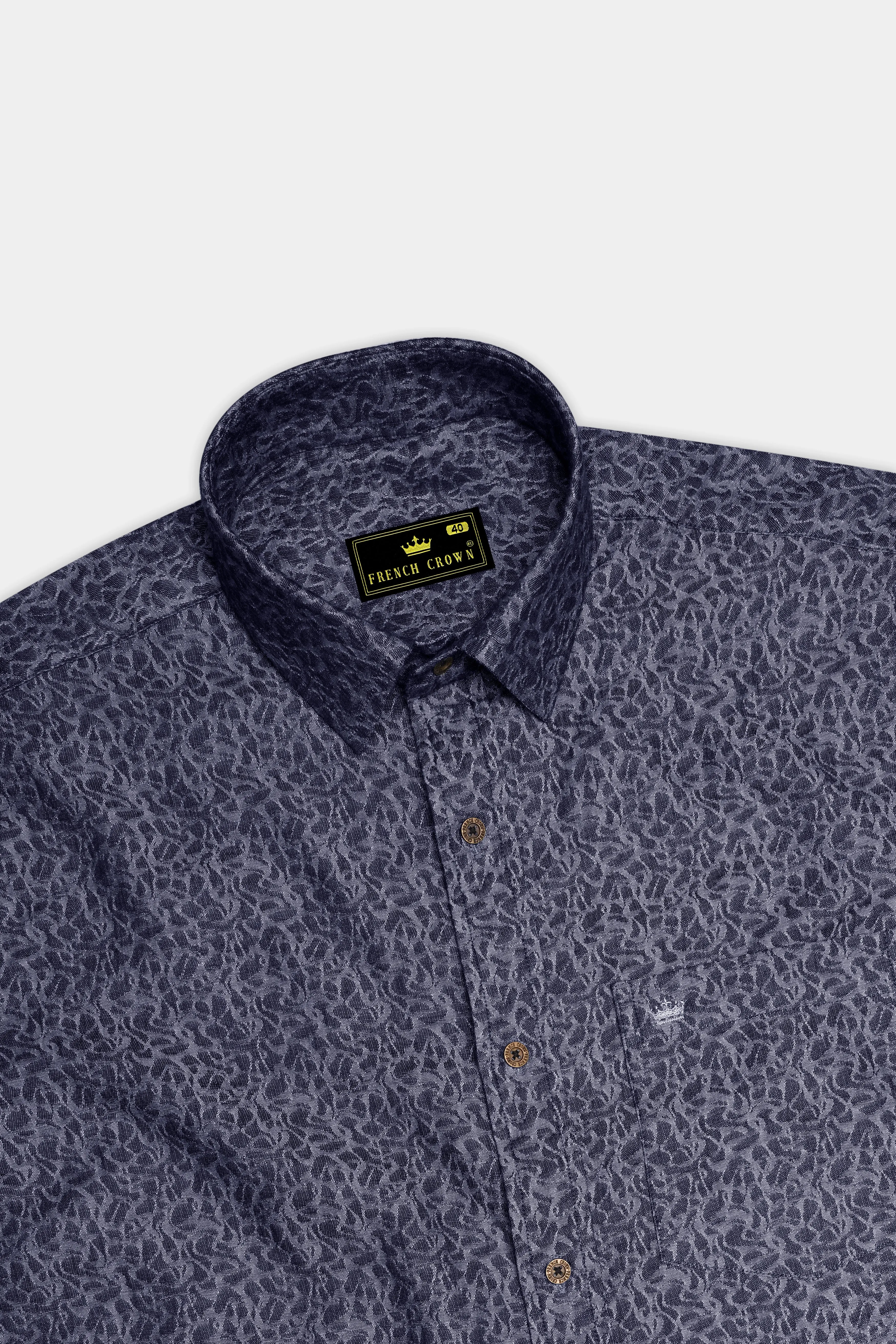 Camosyne-Phantom Denim Blue Abstract Camouflage Printed Super Soft Premium Cotton Casual Shirt sold by French Crown product image thumbnail 5