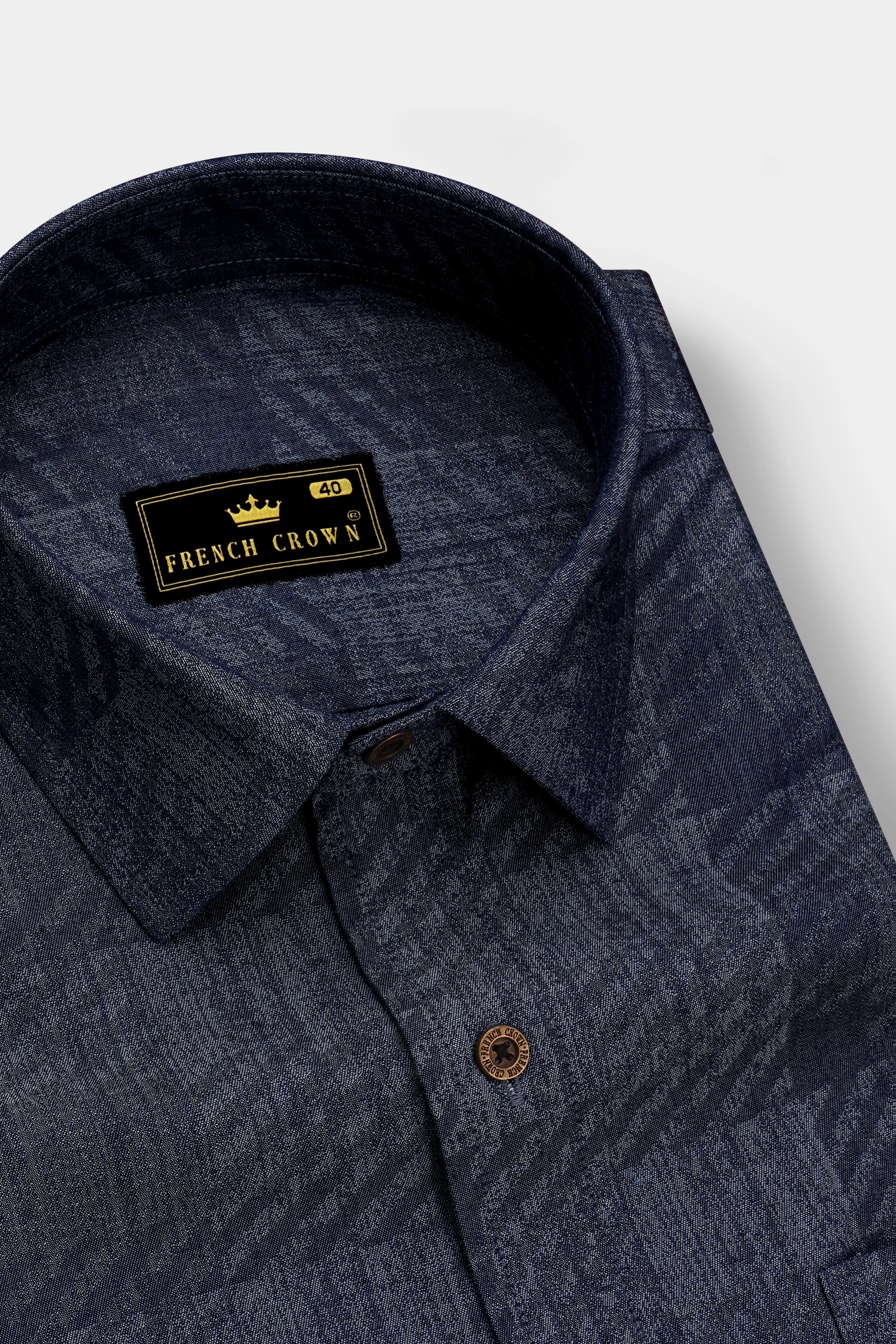 Diagris-Ebony Clay Denim Blue Diagonal Striped Super Soft Premium Cotton Casual Shirt sold by French Crown product image thumbnail 2