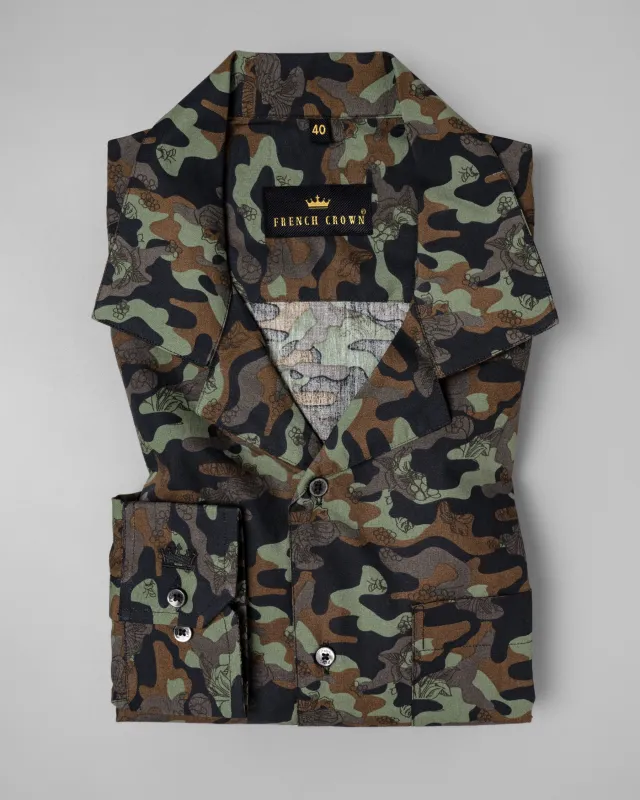 Multicolour Camouflage Flower Printed Premium Cotton Shirt sold by French Crown