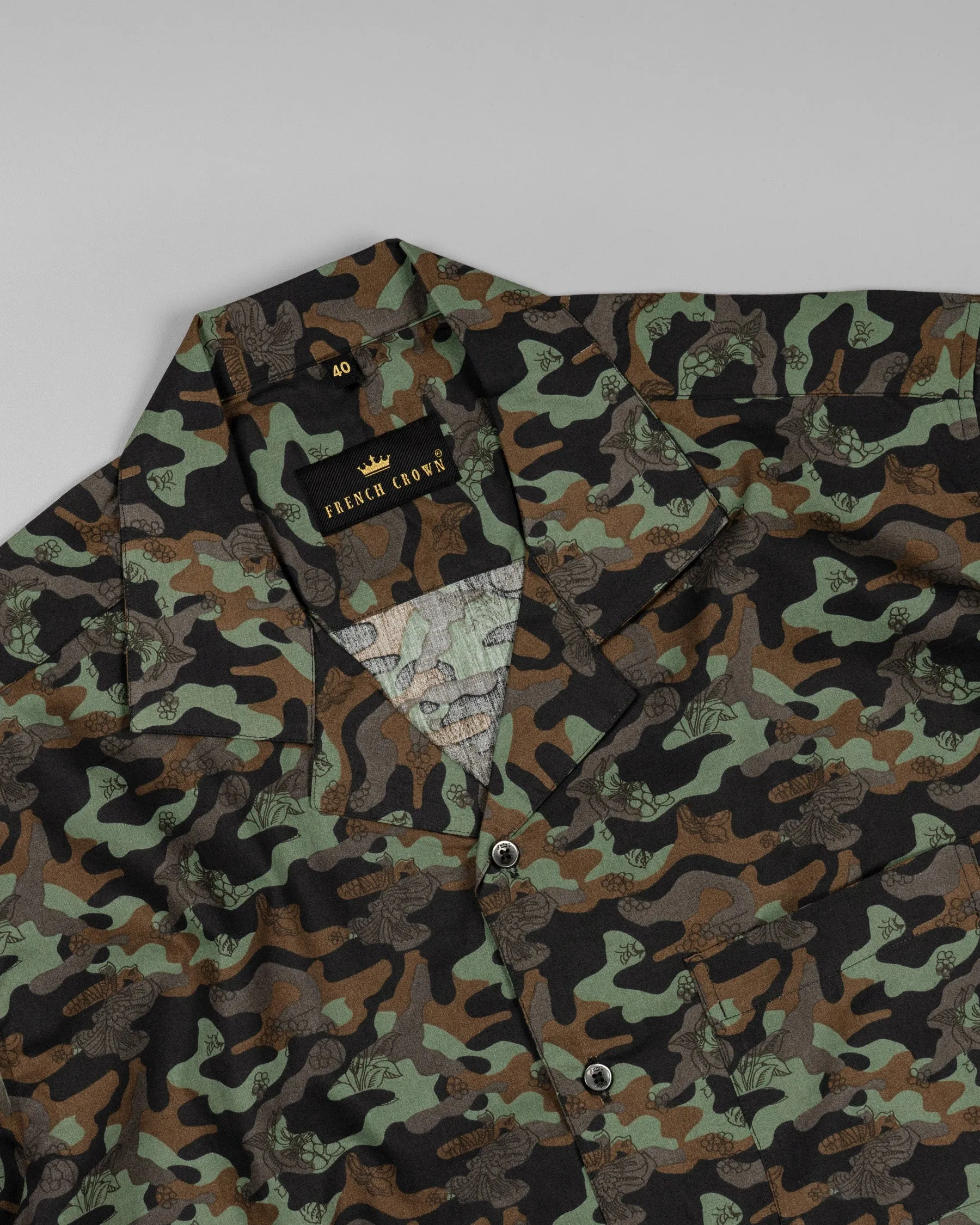 Multicolour Camouflage Flower Printed Premium Cotton Shirt sold by French Crown product image thumbnail 4