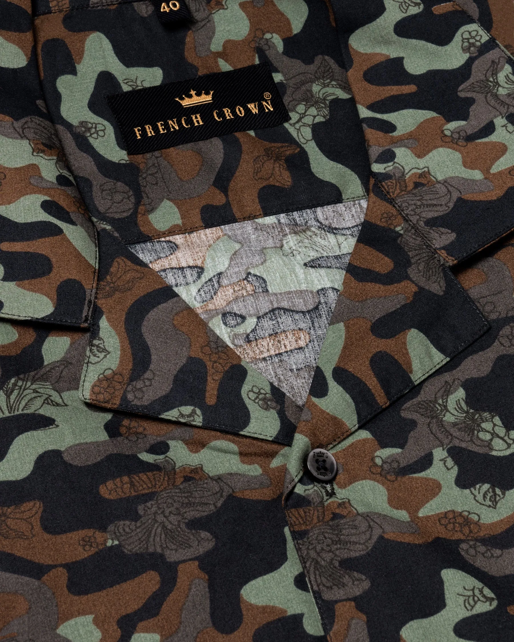 Multicolour Camouflage Flower Printed Premium Cotton Shirt sold by French Crown product image thumbnail 3