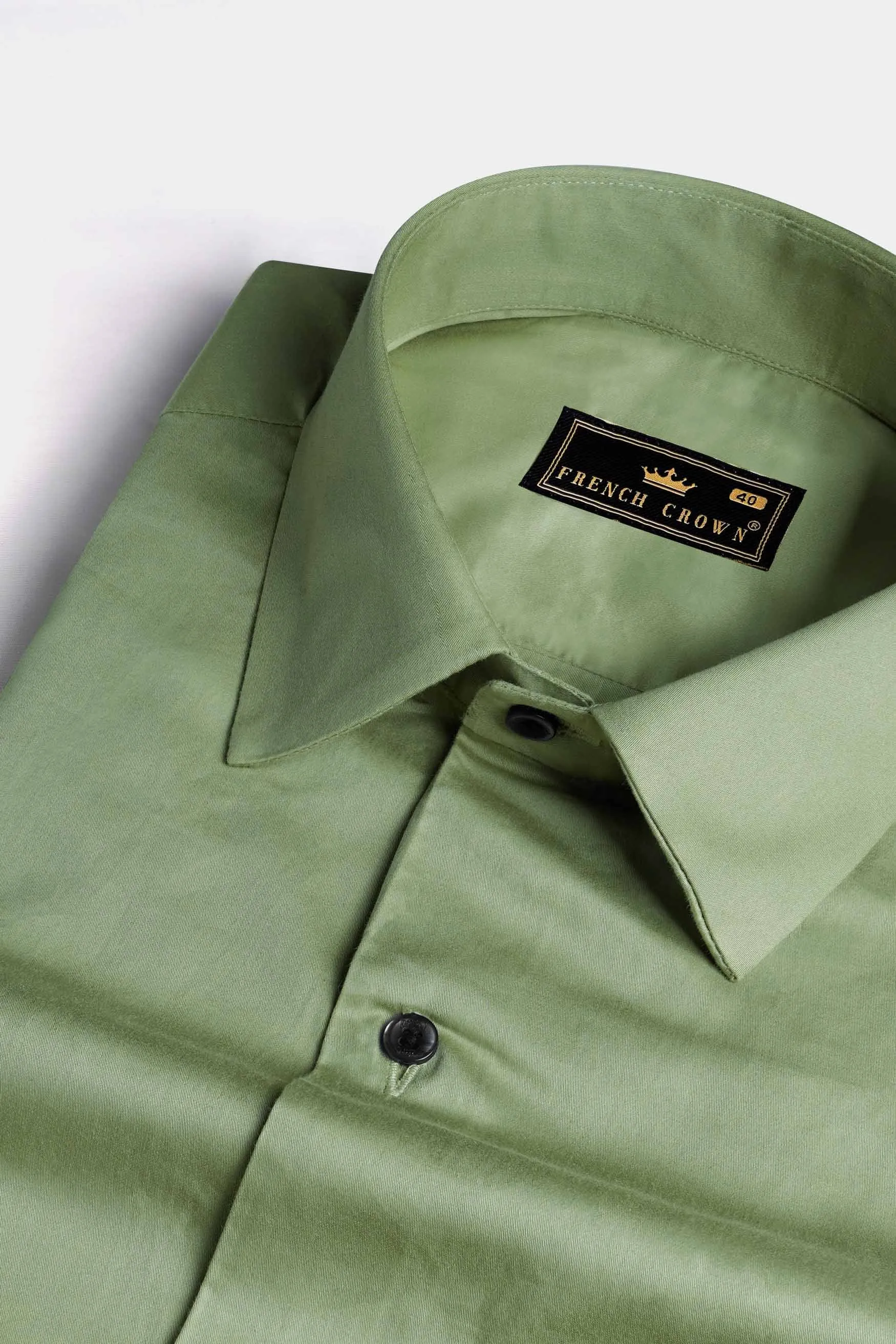 Pale Oyster Green Subtle Sheen Super Soft Premium Cotton Shirt sold by French Crown