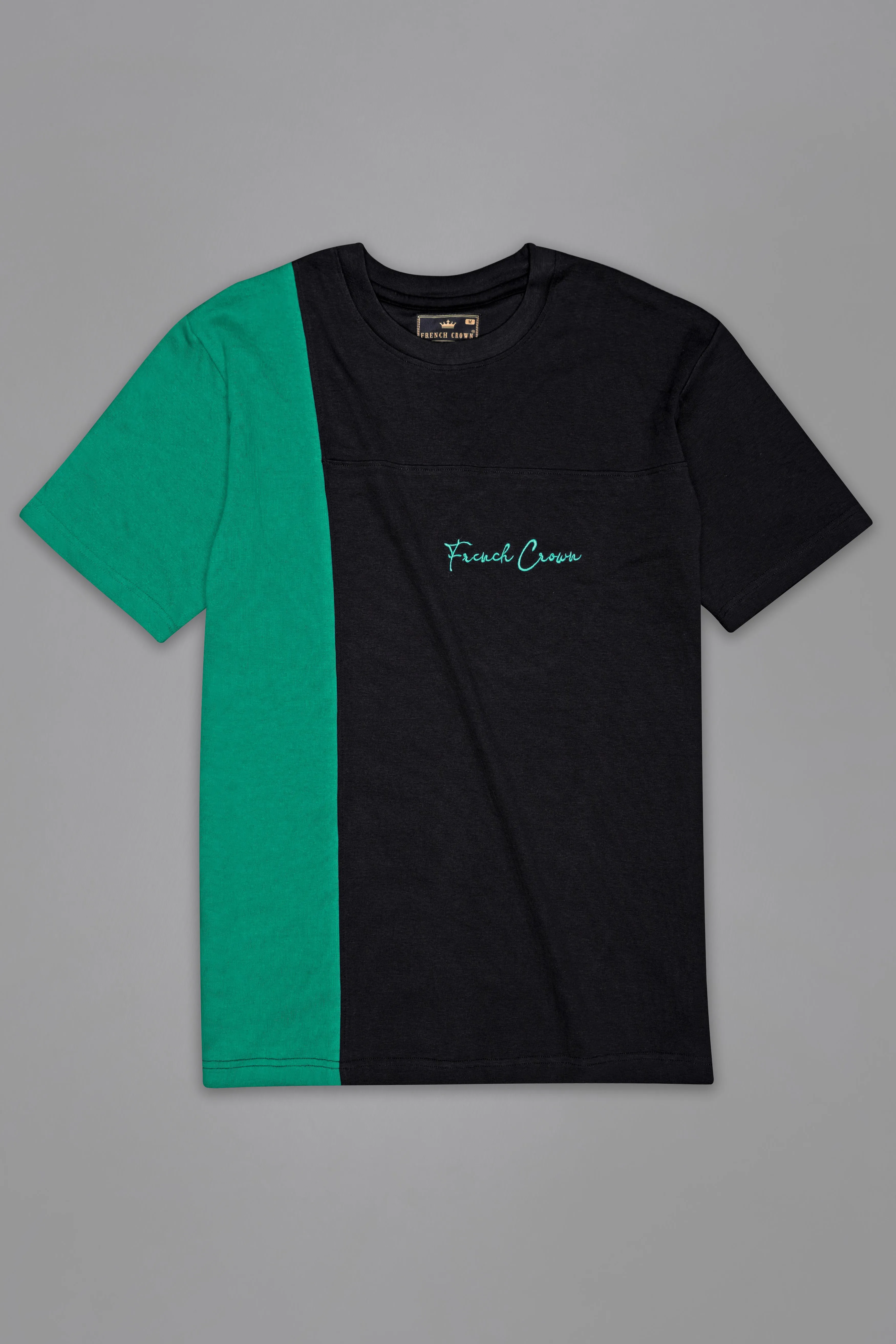 Jade Black and Mountain Meadow Green Premium Cotton Jersey T-shirt sold by French Crown product image thumbnail 2