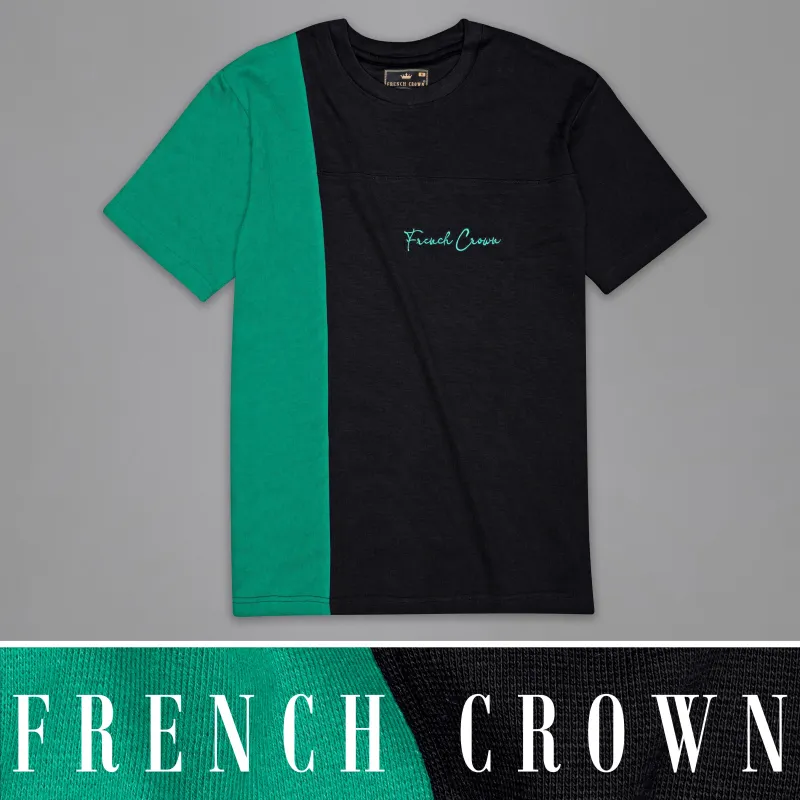 Jade Black and Mountain Meadow Green Premium Cotton Jersey T-shirt made by French Crown