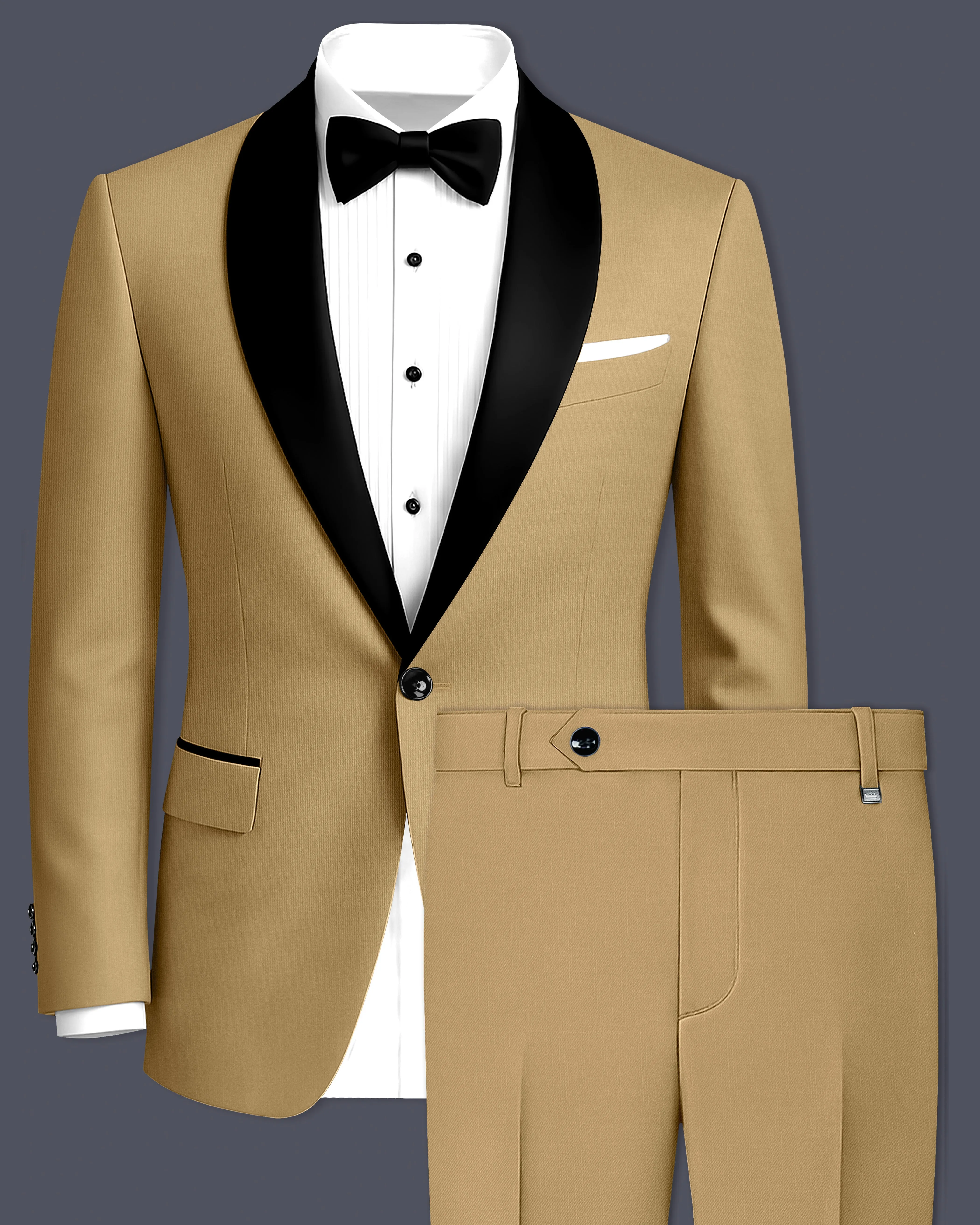 Oak Brown Premium Cotton Tuxedo Suit sold by French Crown