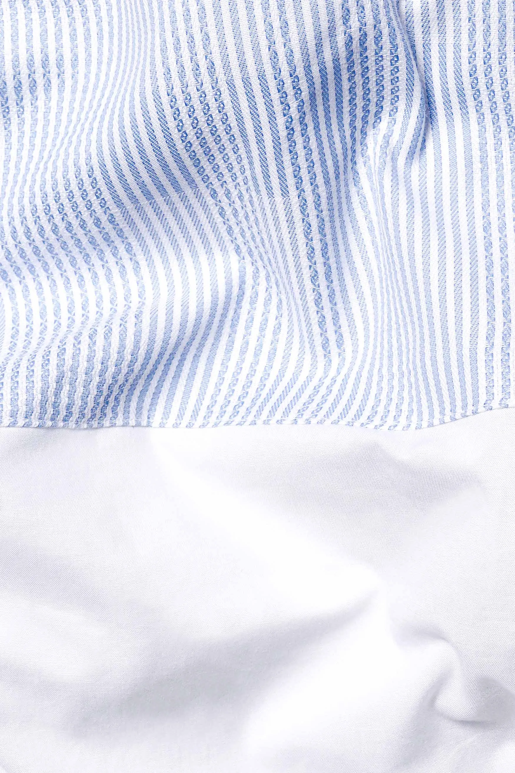 Chetwode Blue Striped and Bright White Striped Premium Cotton Designer Shirt sold by French Crown product image thumbnail 3