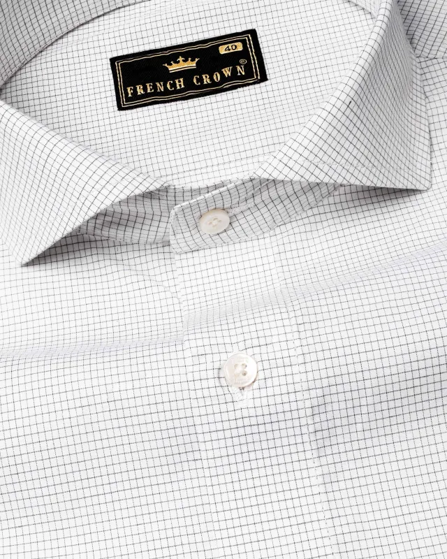 White with Black Micro Checkered Premium Cotton Shirt sold by French Crown