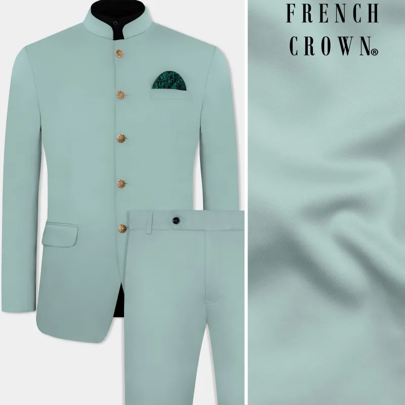 Edward Blue Premium Cotton Bandhgala Stretchable Traveler Suit sold by French Crown