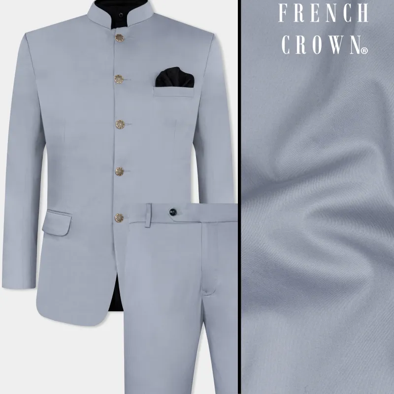 Nobel Gray Premium Cotton Bandhgala Stretchable Traveler Suit sold by French Crown