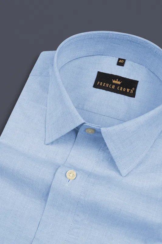 Pale Cerulean Blue Premium Cotton Shirt sold by French Crown